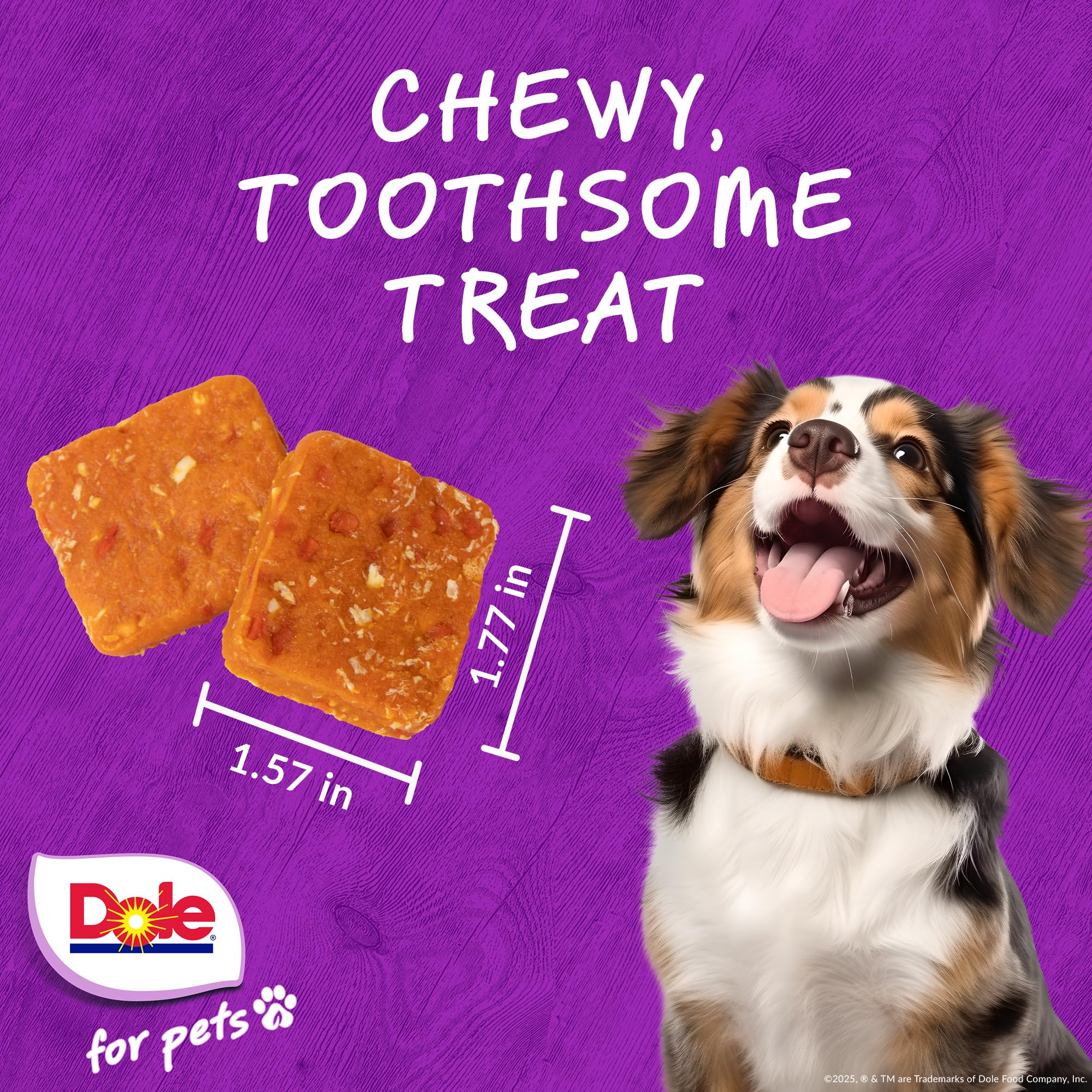 Dole for Pets Fruit Jerky Bites Dog Treats, Carrot and Coconut, 6oz |Flavored with Real Fruit and Vegetables, No Wheat, Corn, So