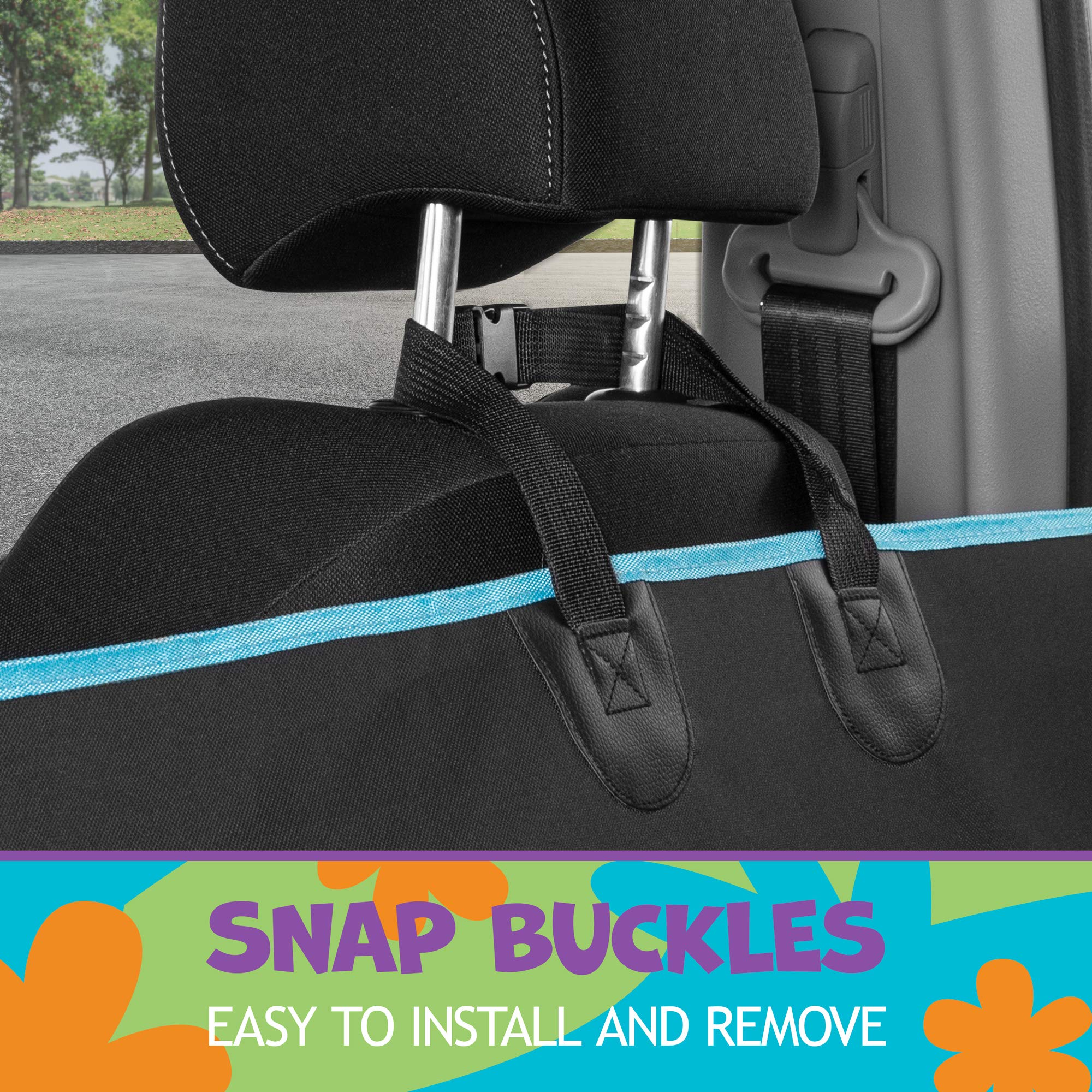 BDK Scooby Doo Dog Car Seat Cover - Heavy Duty Rear Bench Hammock, Non-Slip Polycotton, with Storage Pocket, Model SDPS-062