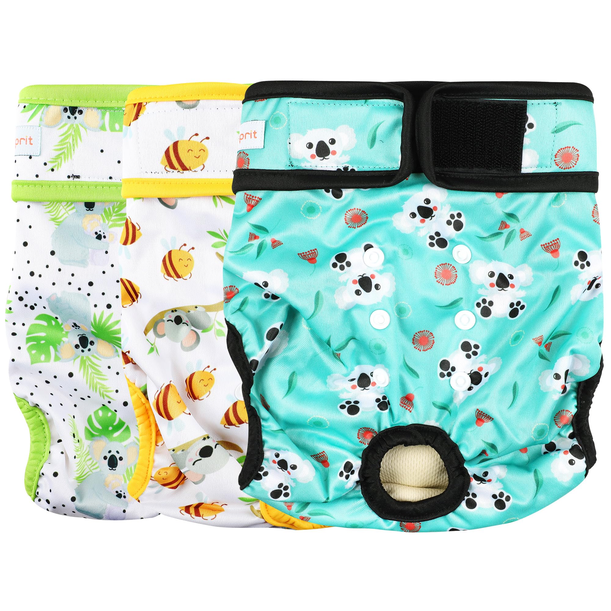Langsprit Washable Female Dog Diapers (3 Pack) - No Leak Reusable Diapers for Doggy Female in Period - Highly Absorbent Dog Heat