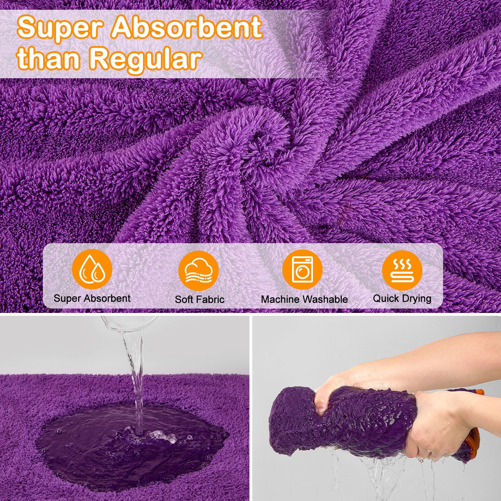 Bienbee Soft Dog Bathrobe,Super Absorbent & Quick-Drying Dog Robe With Hood, Cozy Drying Coat For After Bath, Purple Xl
