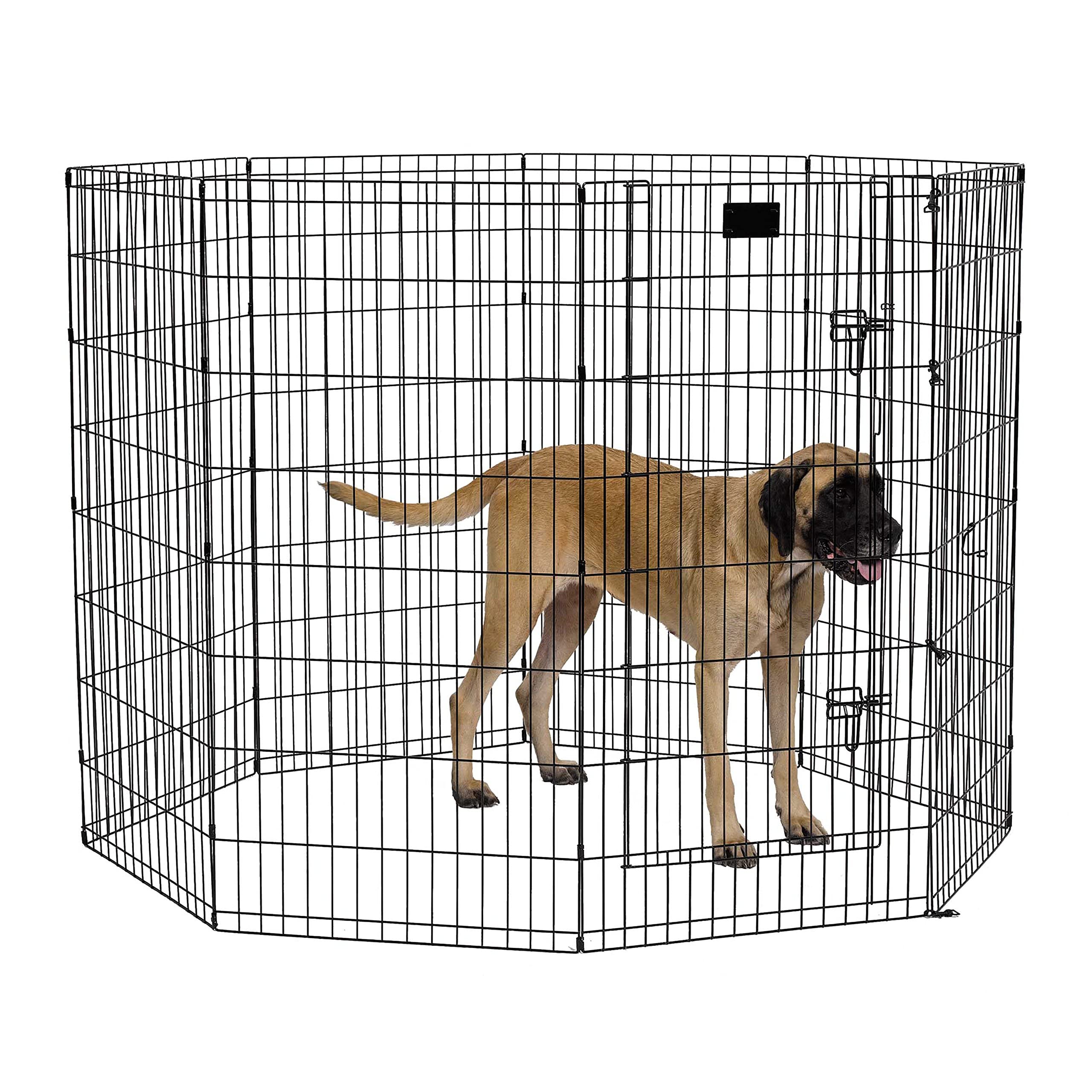 Midwest Homes For Pets Foldable Metal Dog Exercise Pen / Pet Playpen, Black W/ Door, 24'W X 48'H, 1-Year Manufacturer'S Warranty