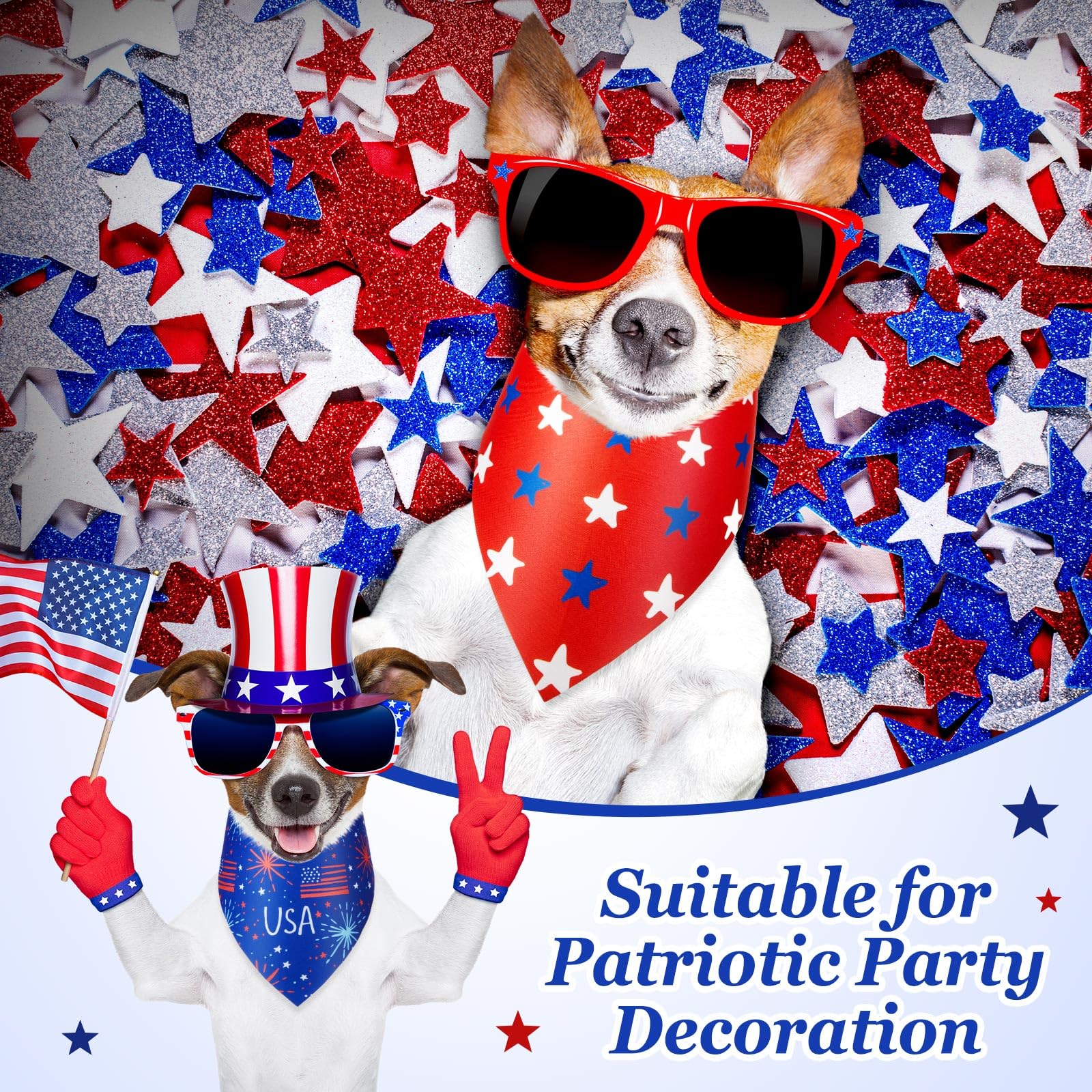 Preboun 50 Pieces Patriotic Dog Bandanas Bulk 4Th Of July Bandanas For Dogs Pet Triangle Kerchief Scarf Set For Puppy Small Medi