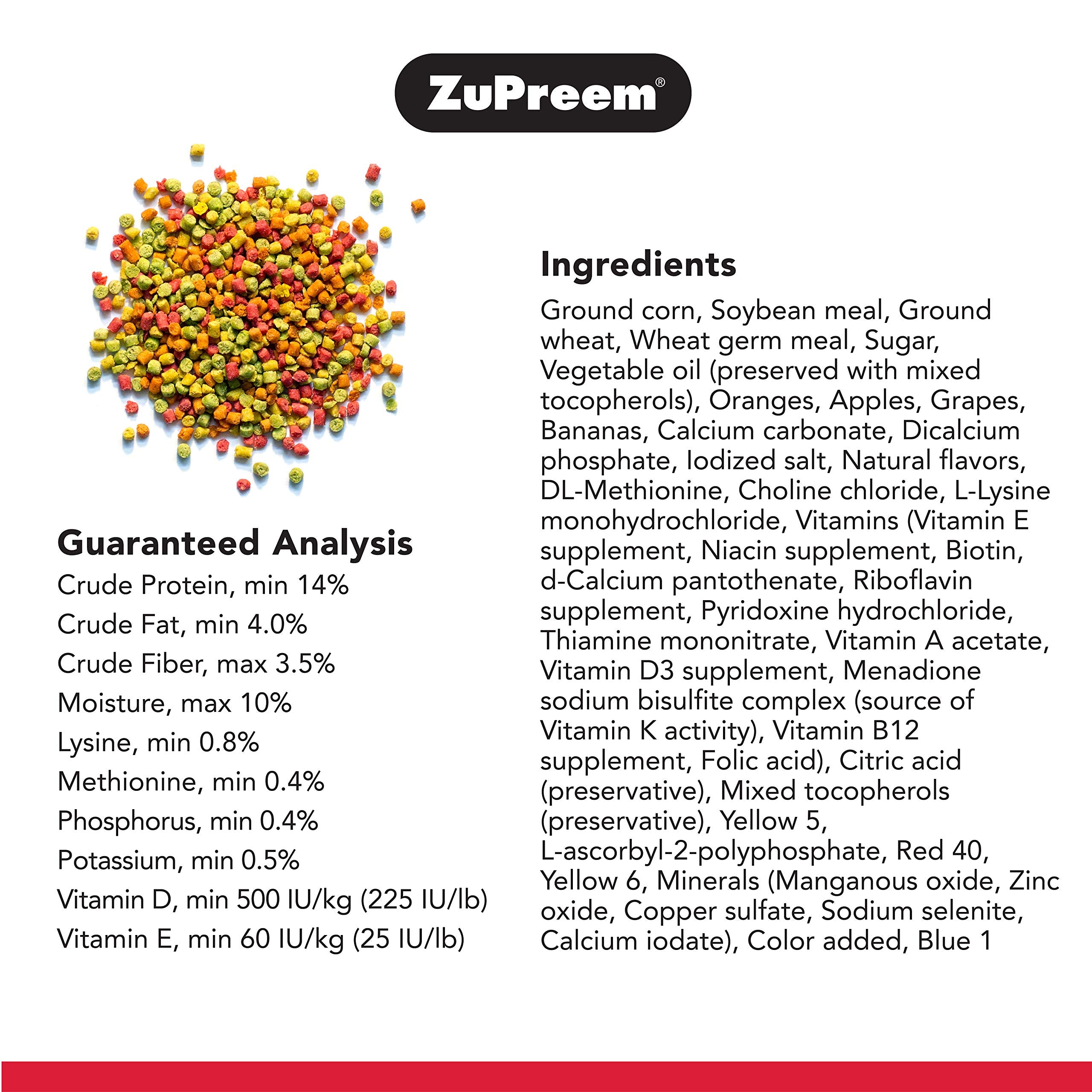 ZuPreem FruitBlend Flavor Pellets Bird Food for Small Birds, 2 lb (2-Pack) - Powerful Pellets Made in USA, Naturally Flavored fo