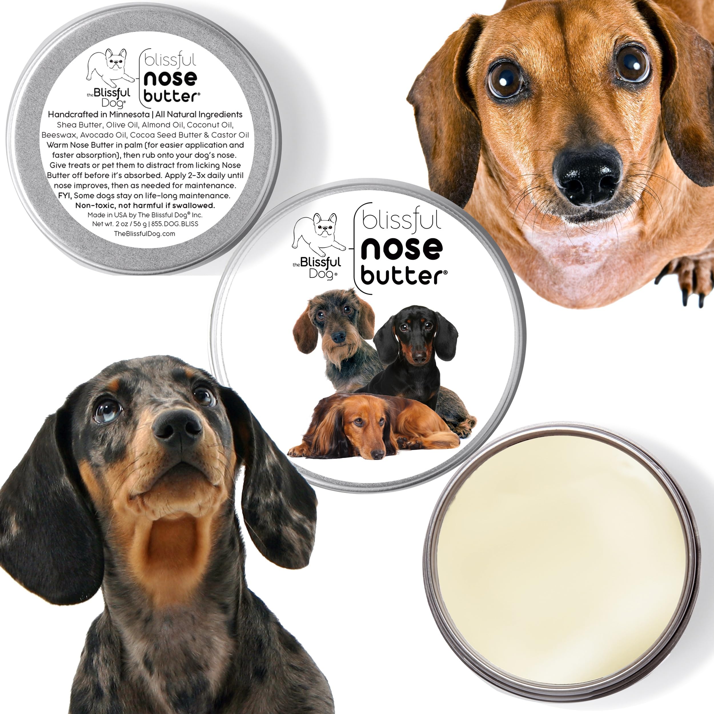 The Blissful Dog Dachshund Nose Butter, Versatile Dog Nose Balm for Dry Nose, Handcrafted Nose Moisturizer, Easy-to-Apply Dog Es