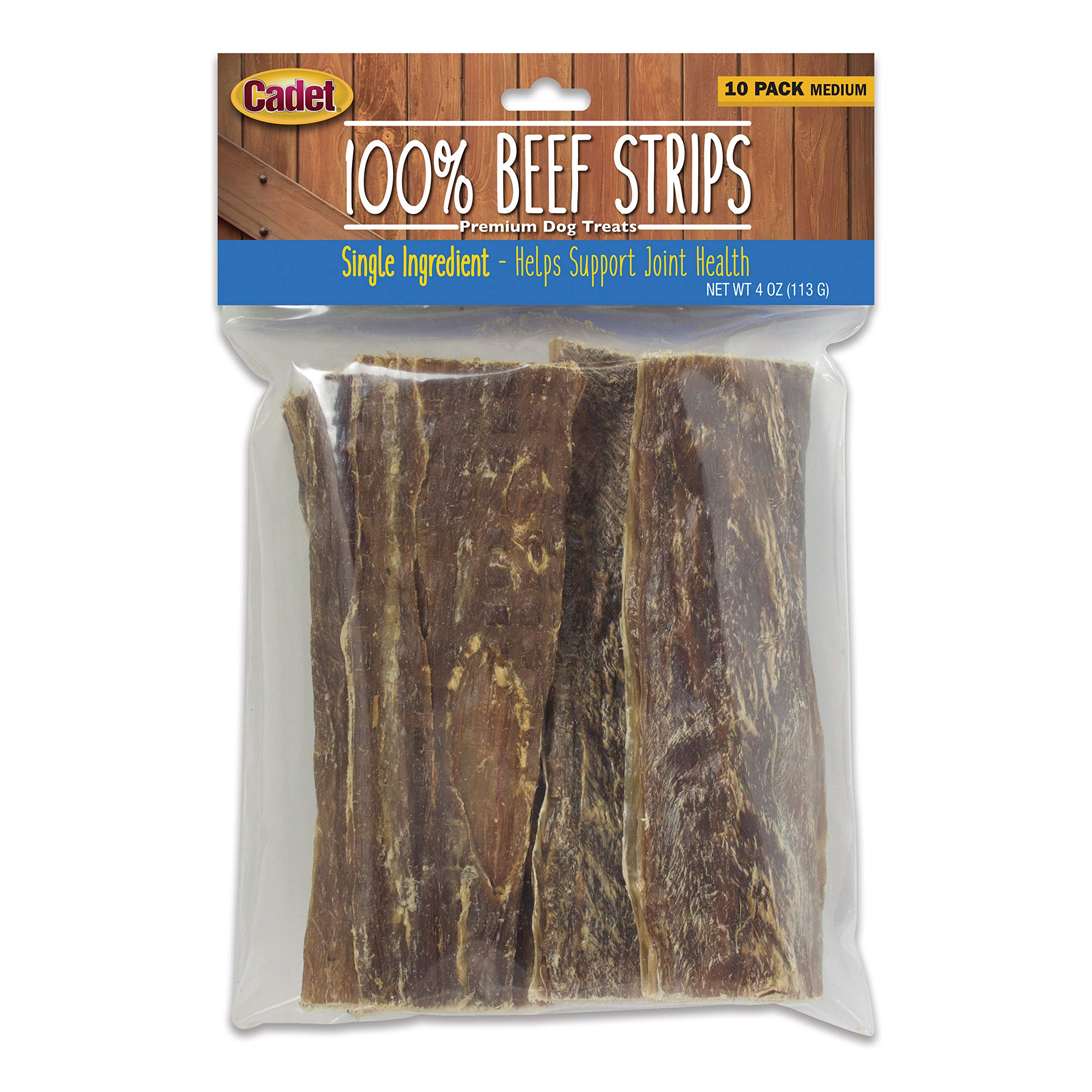 Cadet Beef Sticks Dog Treats - Healthy, Low-Calorie Chews for Small & Large Dogs - 10 Count, High Protein, Natural Beef Esophagus