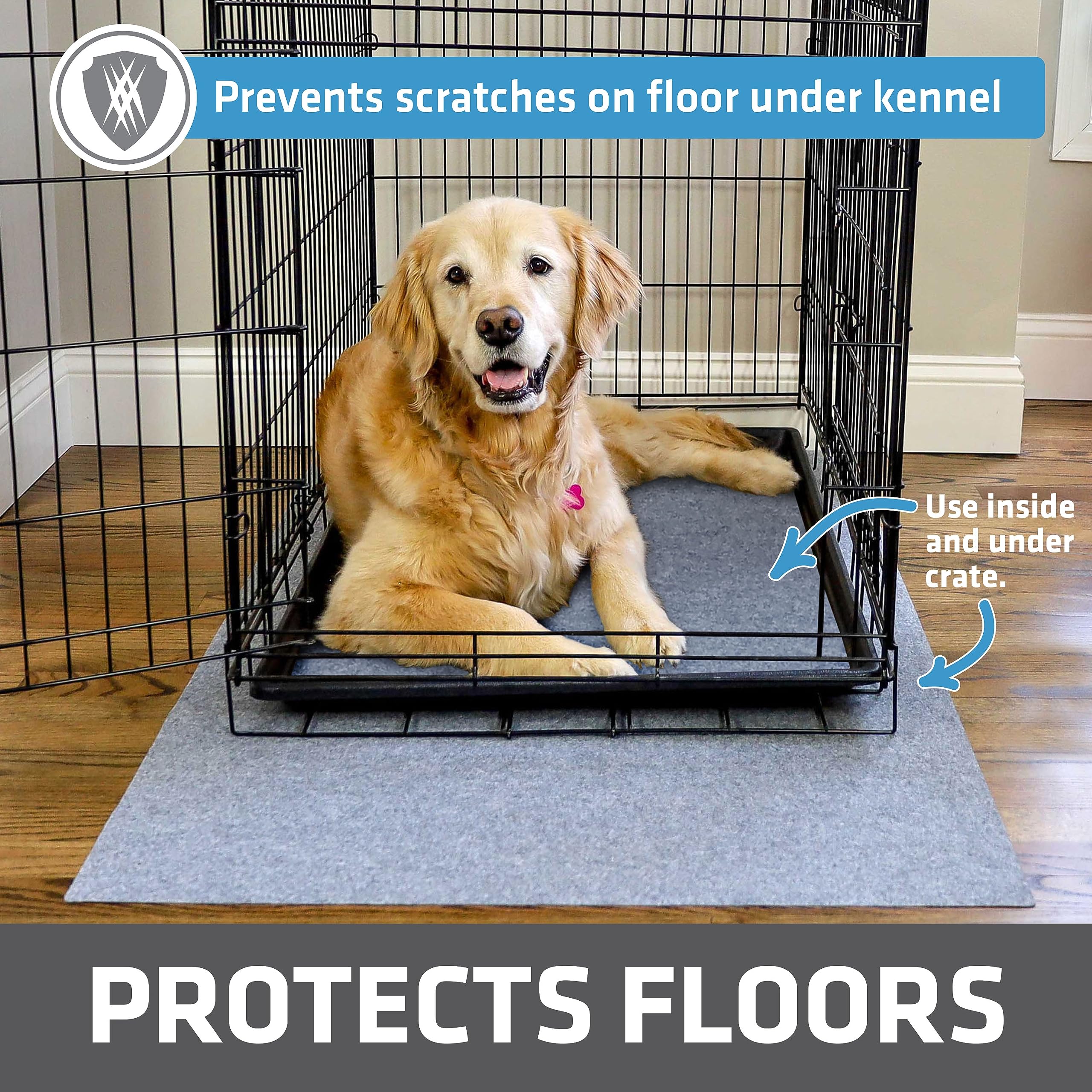 Drymate Waterproof Dog Crate Mat Liner, Non-Slip, Washable Puppy Pee Pad, 29x48, USA Made, Protects Floors, Ideal for Kennel Training