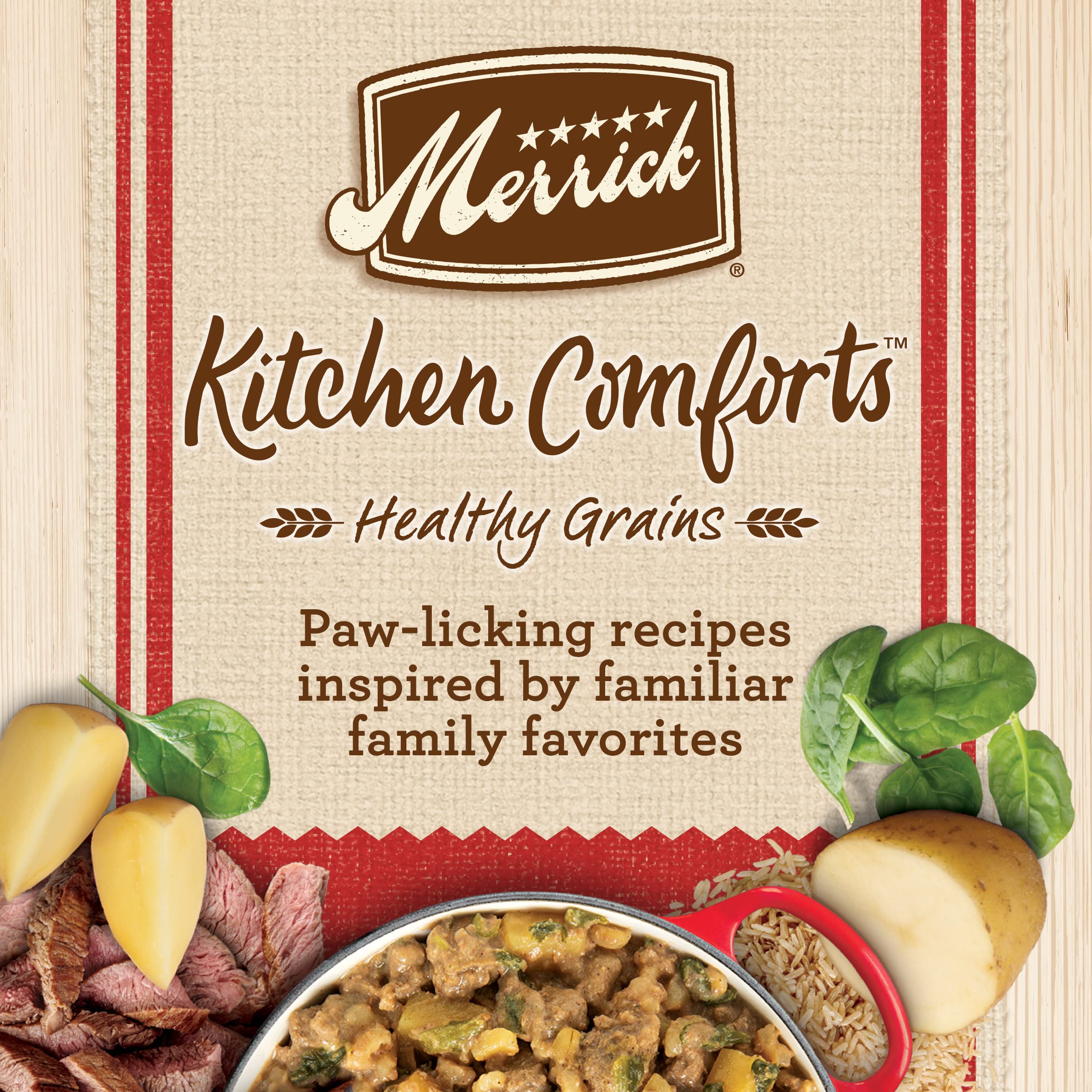 Merrick Kitchen Comforts Healthy and Natural Canned Adult Dog Food with Gravy, Beef Tips and Rice Stew - (Pack of 12) 12.7 oz. C