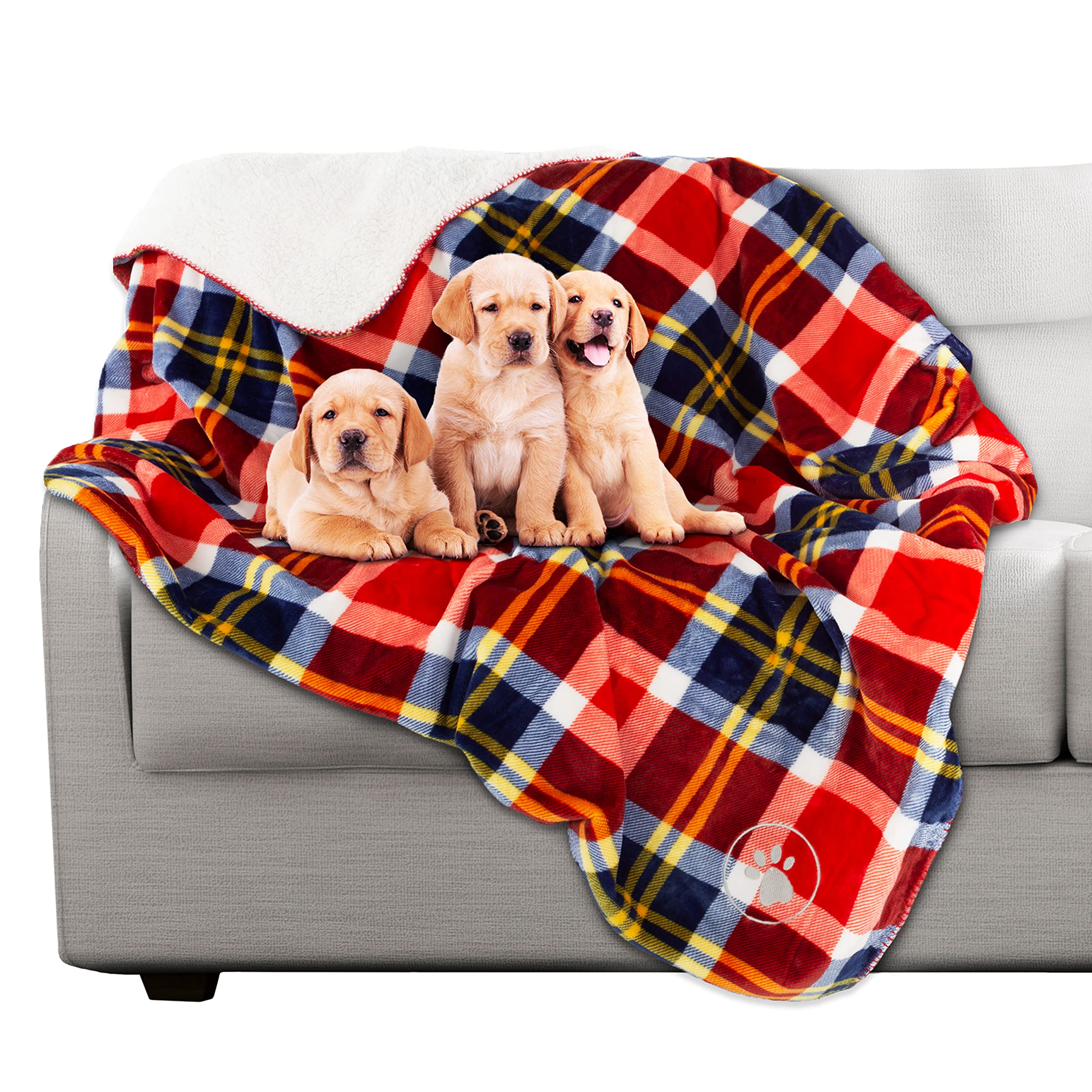 Petmaker Waterproof Pet Blanket - 50X60 Reversible Plaid Throw Protects Couch, Car, Bed From Spills, Stains, Or Fur - Dog And Cat Blankets (Red)