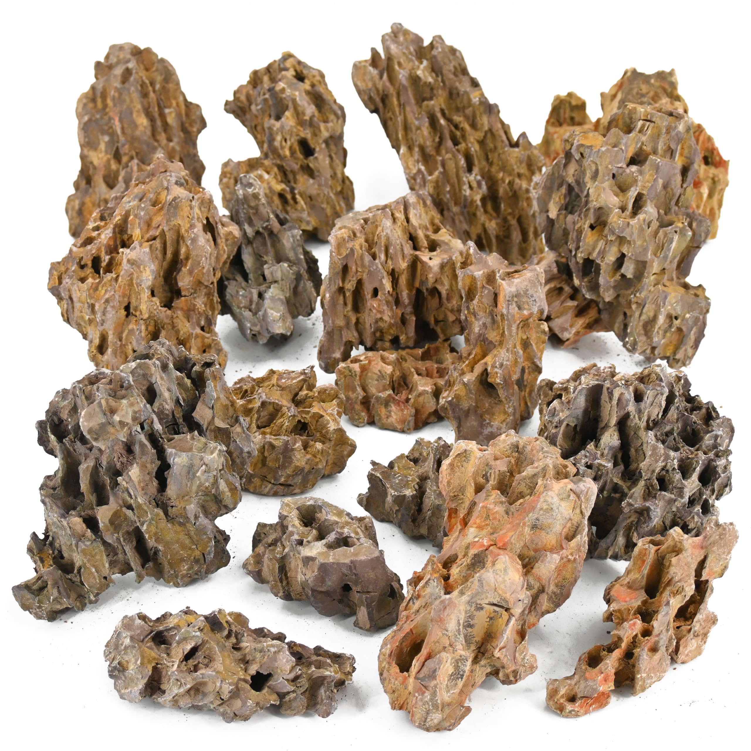 Unocho Aquarium Rocks Natural Dragon Stone 20LB Fish Tank Rocks for Aquariums Landscaping Model Tank Decoration-2-8 inches
