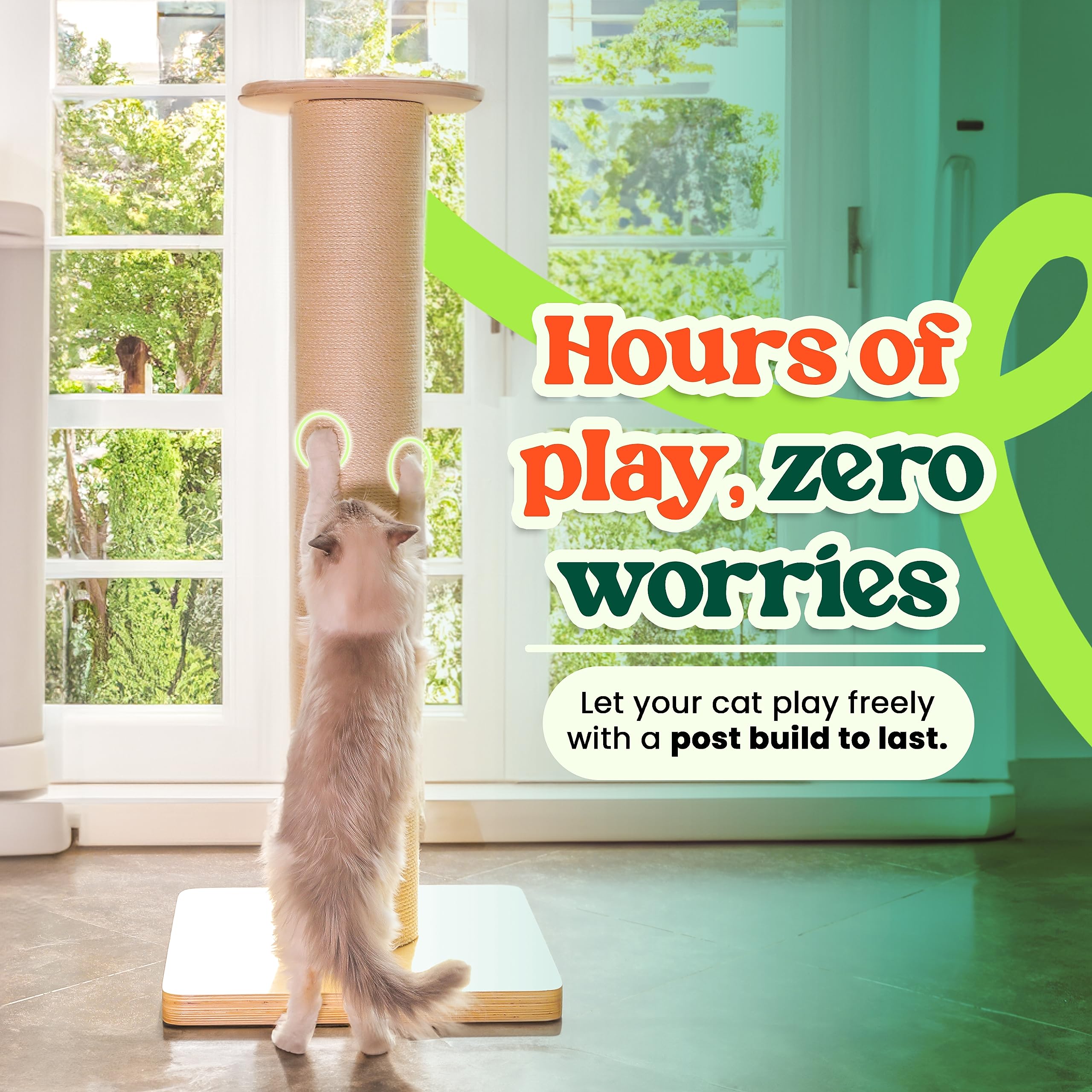 Konelcare 50'' Tall Cat Scratching Post, Extra-Large Cat Scratch Post For Biggest Cats (Maine Coon), 7.3    Thick Post, 36Lbs We