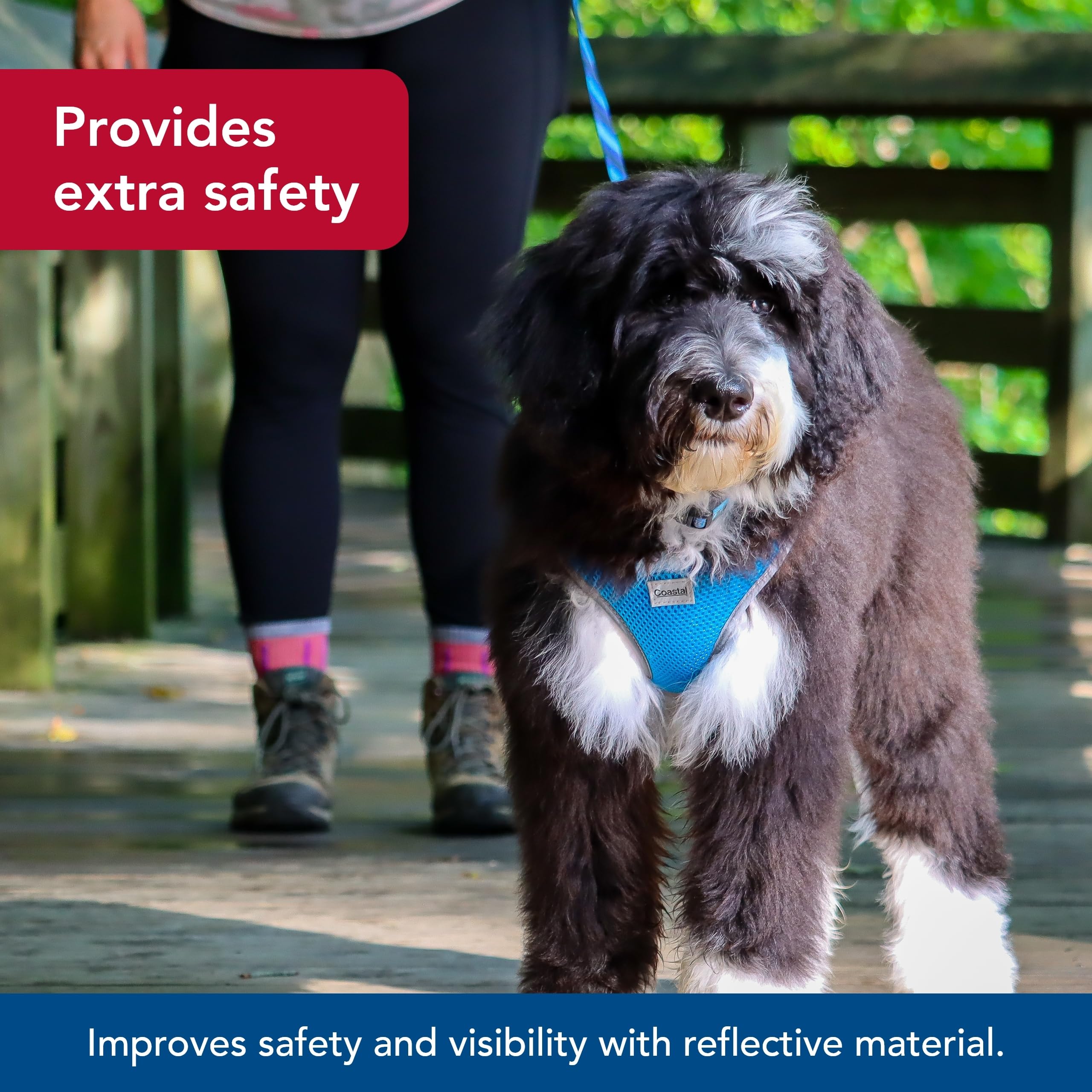 Coastal Pet Comfort Soft Reflective Wrap Adjustable Dog Harness - No-Pull Dog Harness For Small & Large Dogs - Blue Lagoon - 5/8' X 19'–23'
