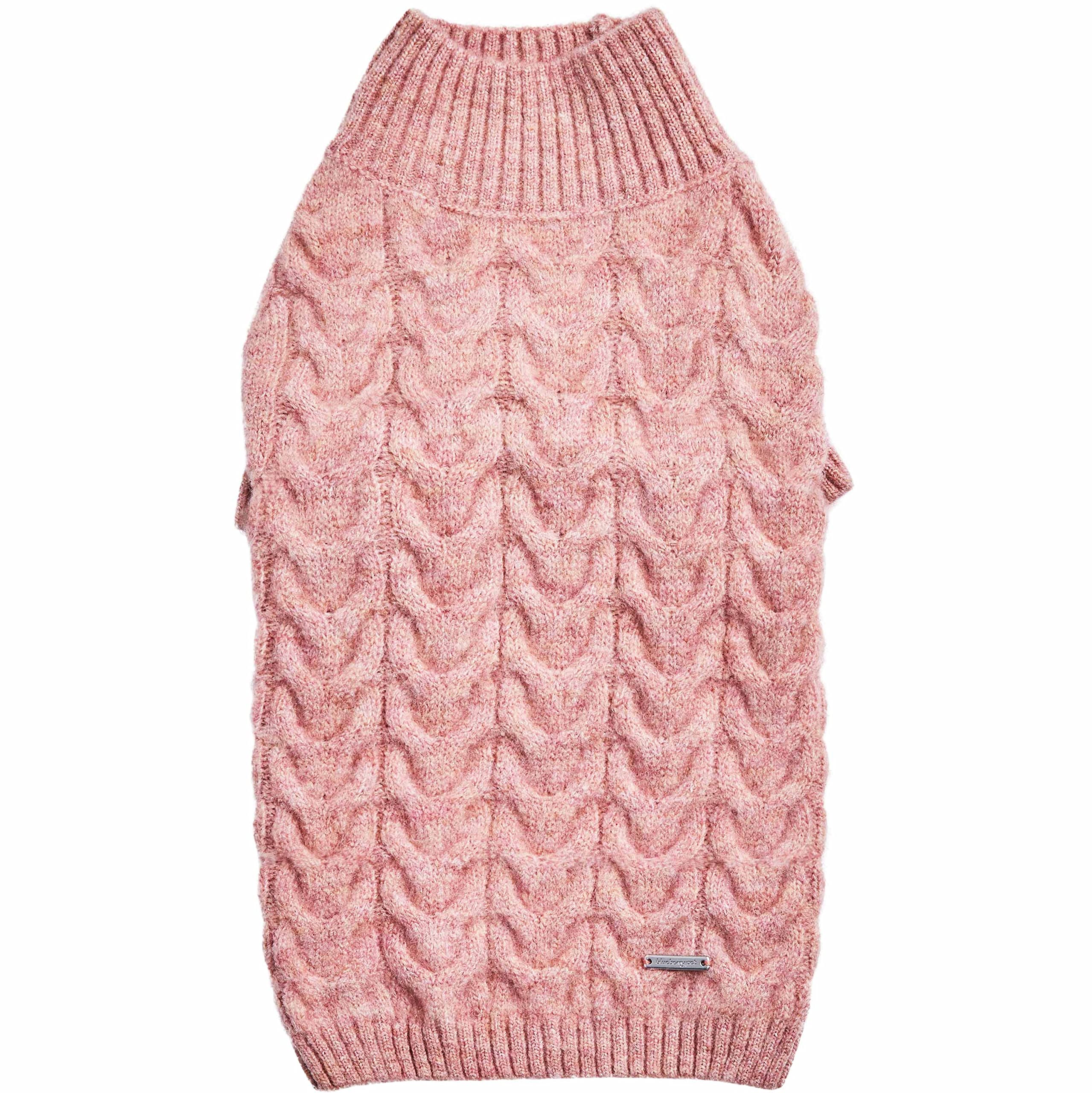Blueberry Pet Classic Fuzzy Textured Knit Pullover Turtle-Neck Dog Sweater In Rainbow Pink, Back Length 14'', Pack Of 1 Clothes 