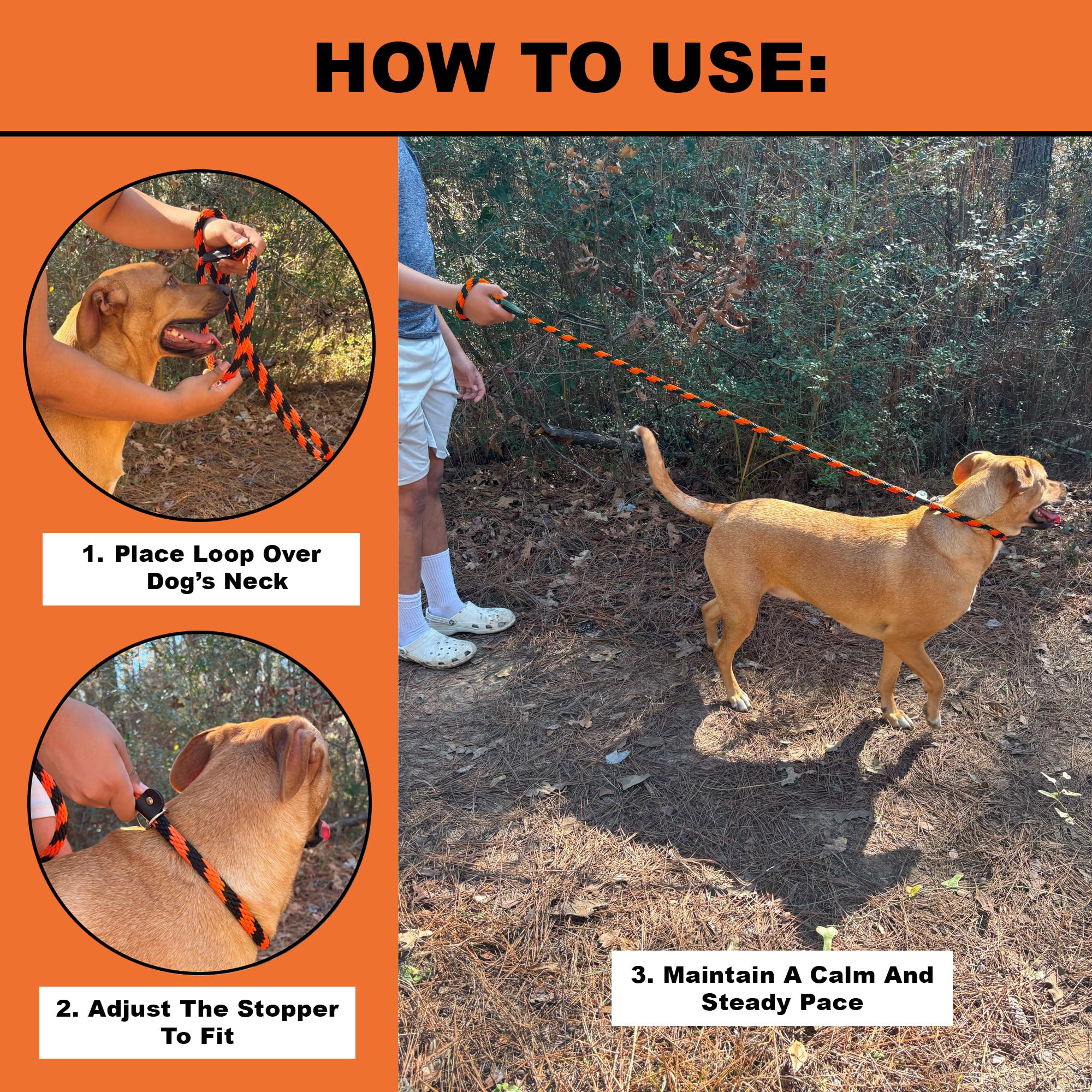 Slip Lead Dog Leash Made In The Usa | All In One No Pull Dog Leash And Collar With Adjustable Loop | 1/2    Thick For Large Dogs