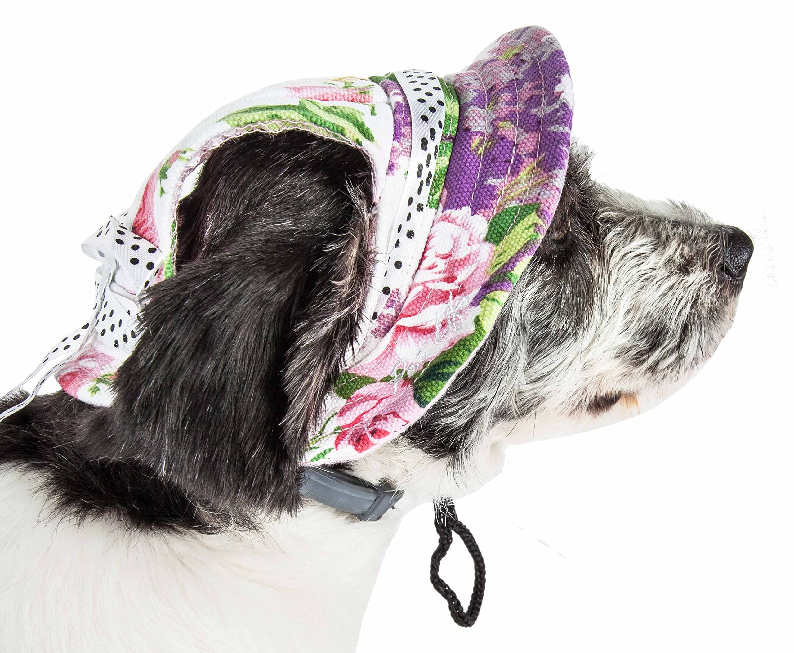 Pet Life A Botanic Bark Floral Patterned Dog Hat With Uv Coverage Protection - Provides More Shade Than A Dog Banadana - Feature