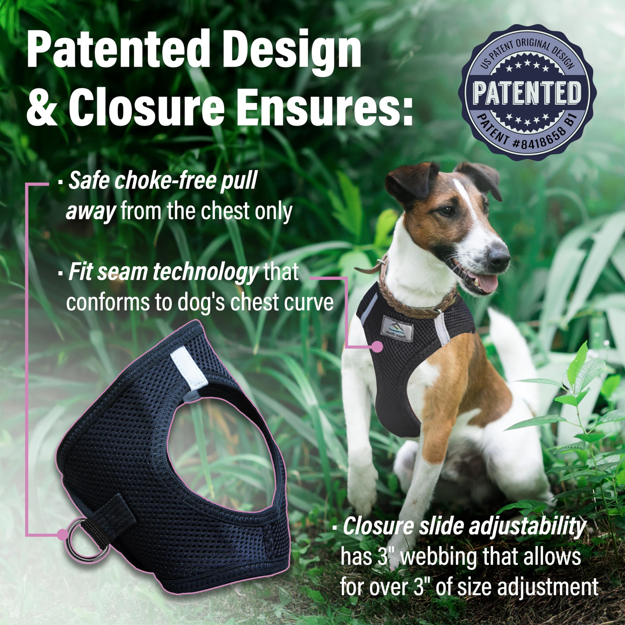 Doggie Design Dog Harness - No Choke Dog Harness, Dog Vest, Mesh Polyester, Pet Harness, Simple Step In And Go Design, Harness For Dog - Black, M