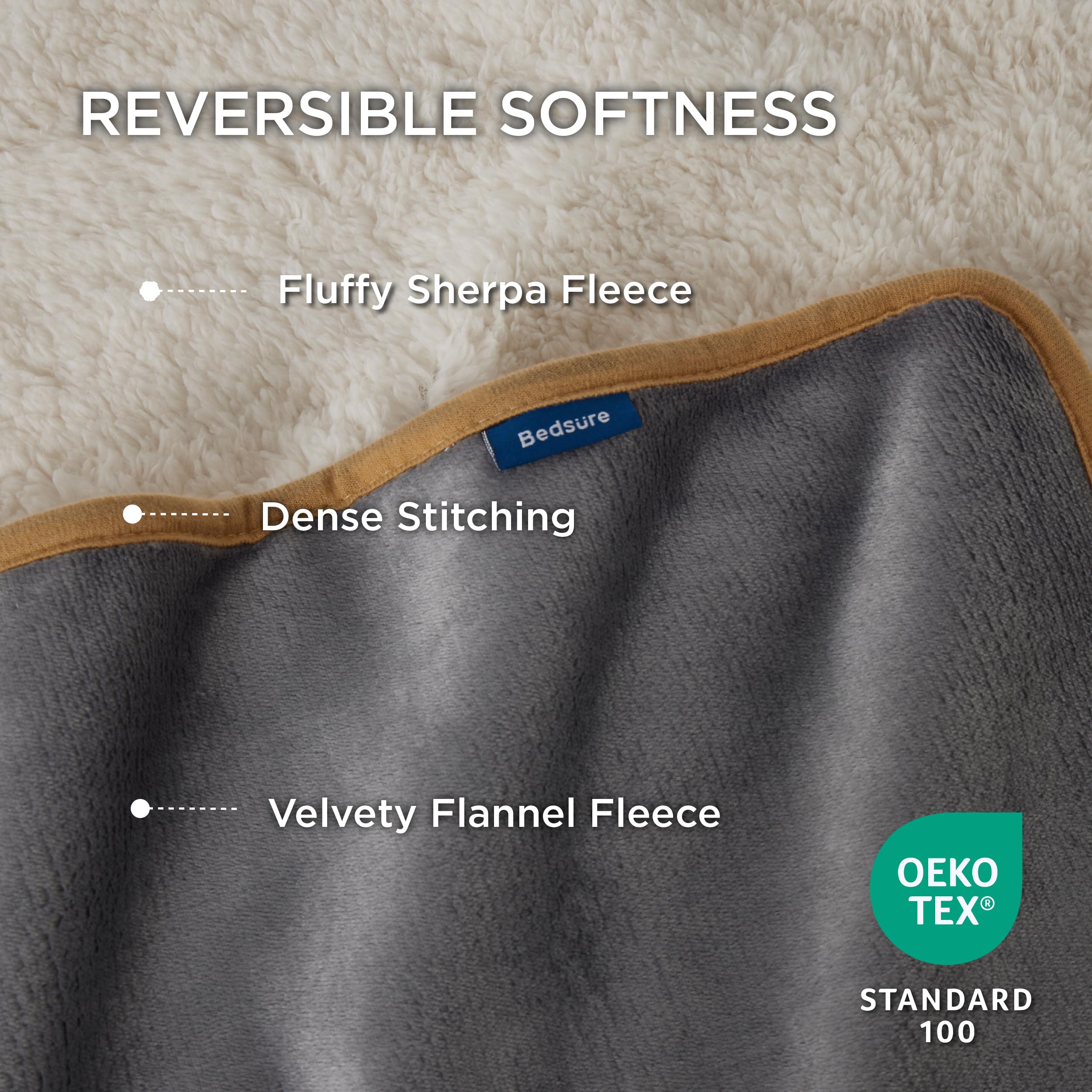 Bedsure Waterproof Blanket For Bed - Sherpa Fleece Waterproof Dog Blankets For Large Dogs, Pet Blankets For Bed/Couch/Dog Crate, Soft Plush Reversible Furniture Protector, King Size, 108'X86', Grey