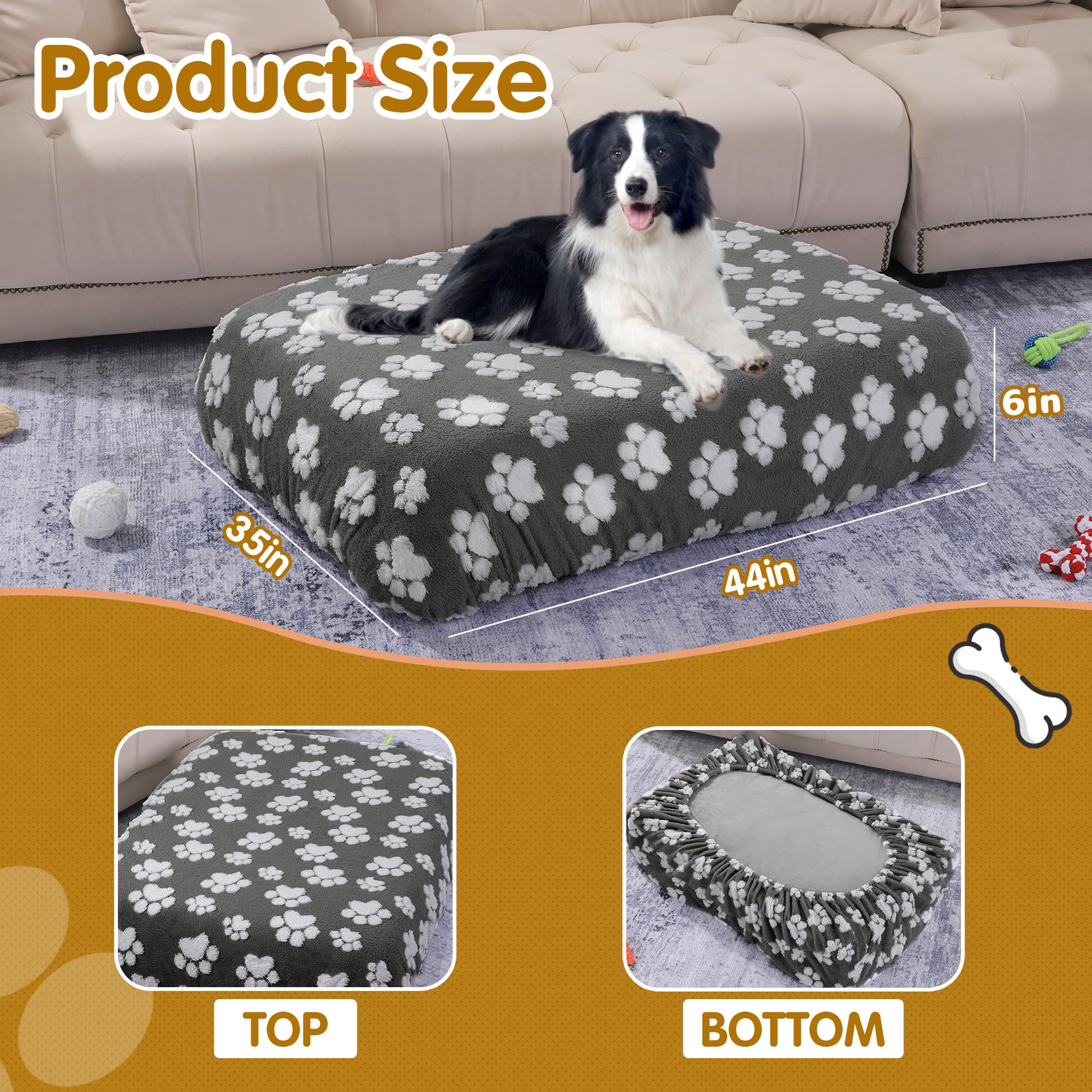 Balapet Washable Dog Bed Cover 100% Waterproof, Soft Plush Velvet Dog Bed Covers Replacement Only, Fitted Reusable Cover For Pet