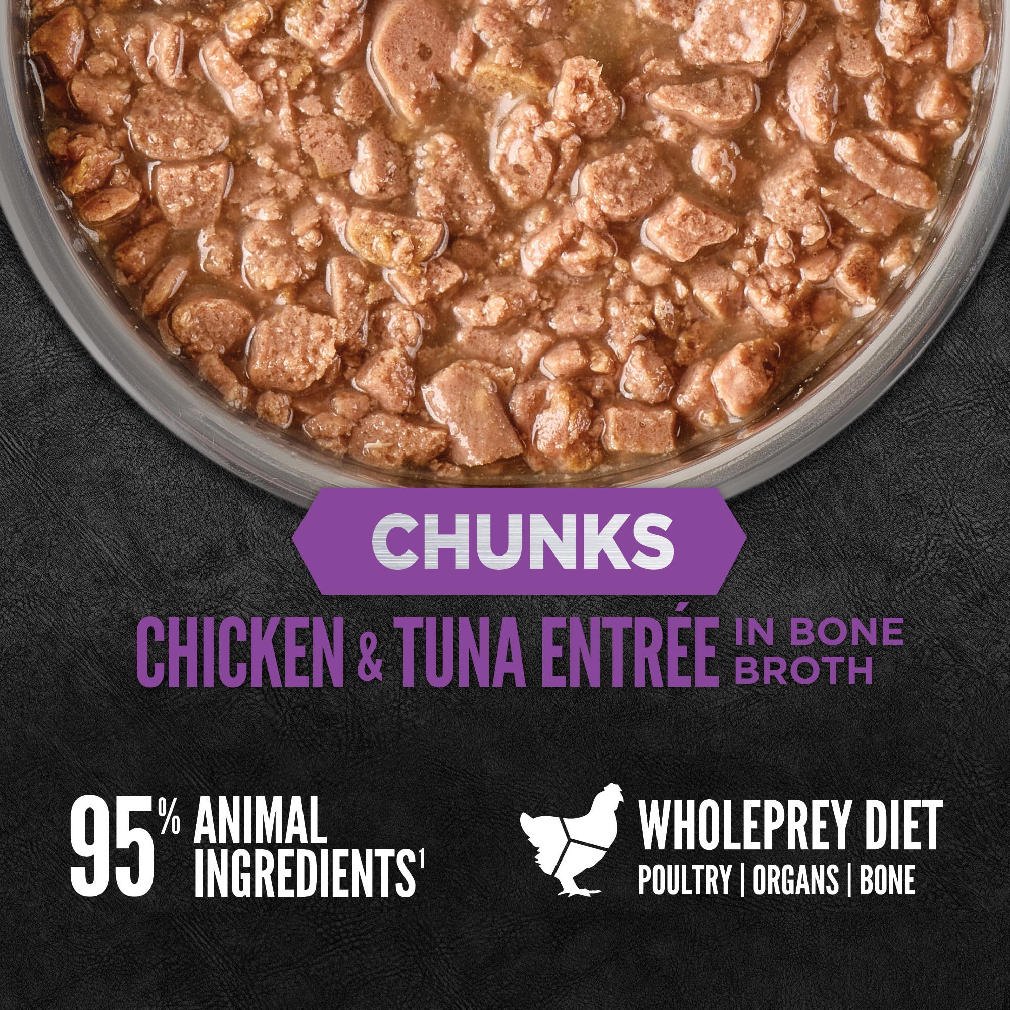 ORIJEN Chunks & Shreds Wet Cat Food Chicken and Tuna Kitten Entr  e 3oz Cans (12 Count)