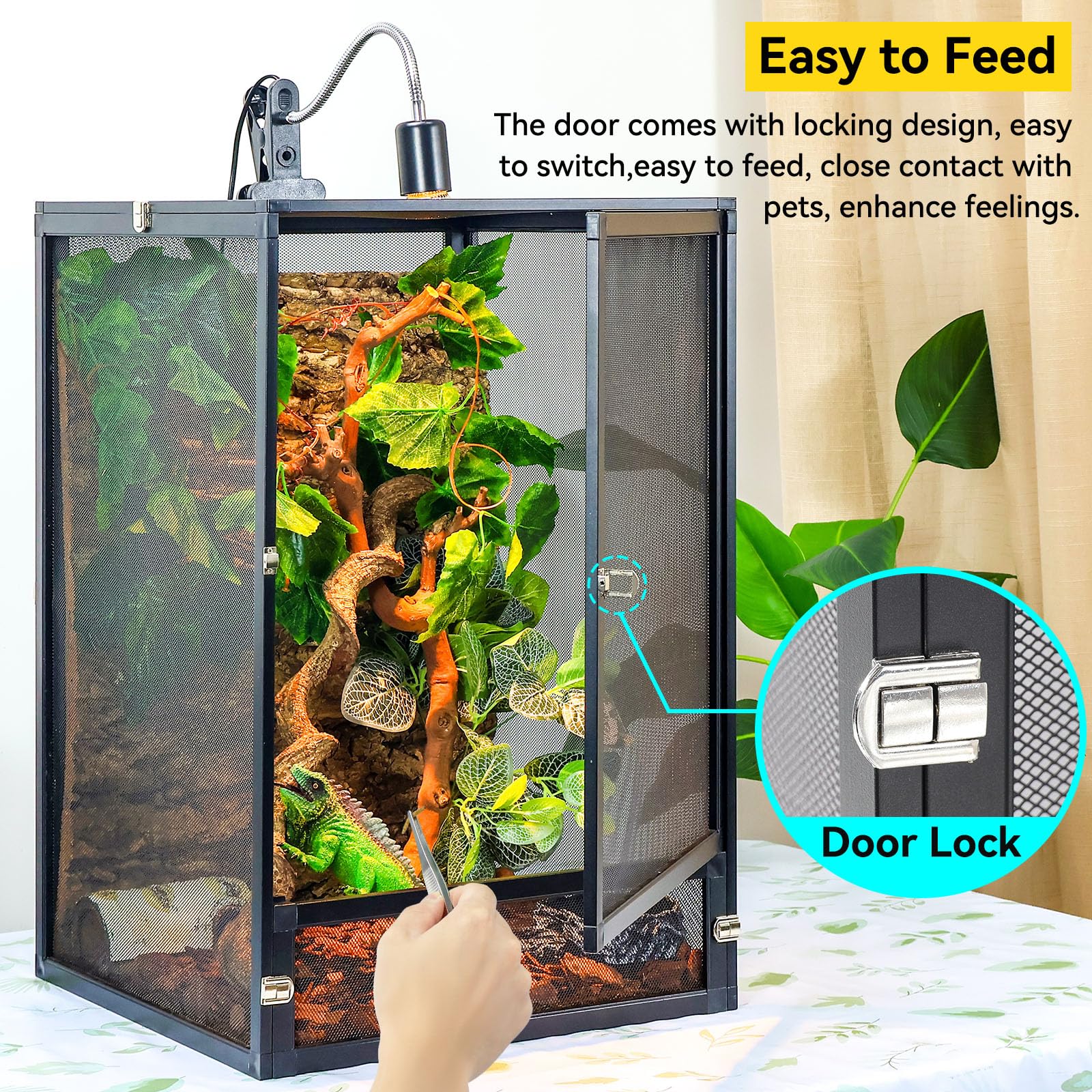 Runduck 33 Gallon 360 Panoramic Foldable Reptile Terrarium Kit: Crested Gecko Tank And Reptile Cage For Superior Ventilation, Ea