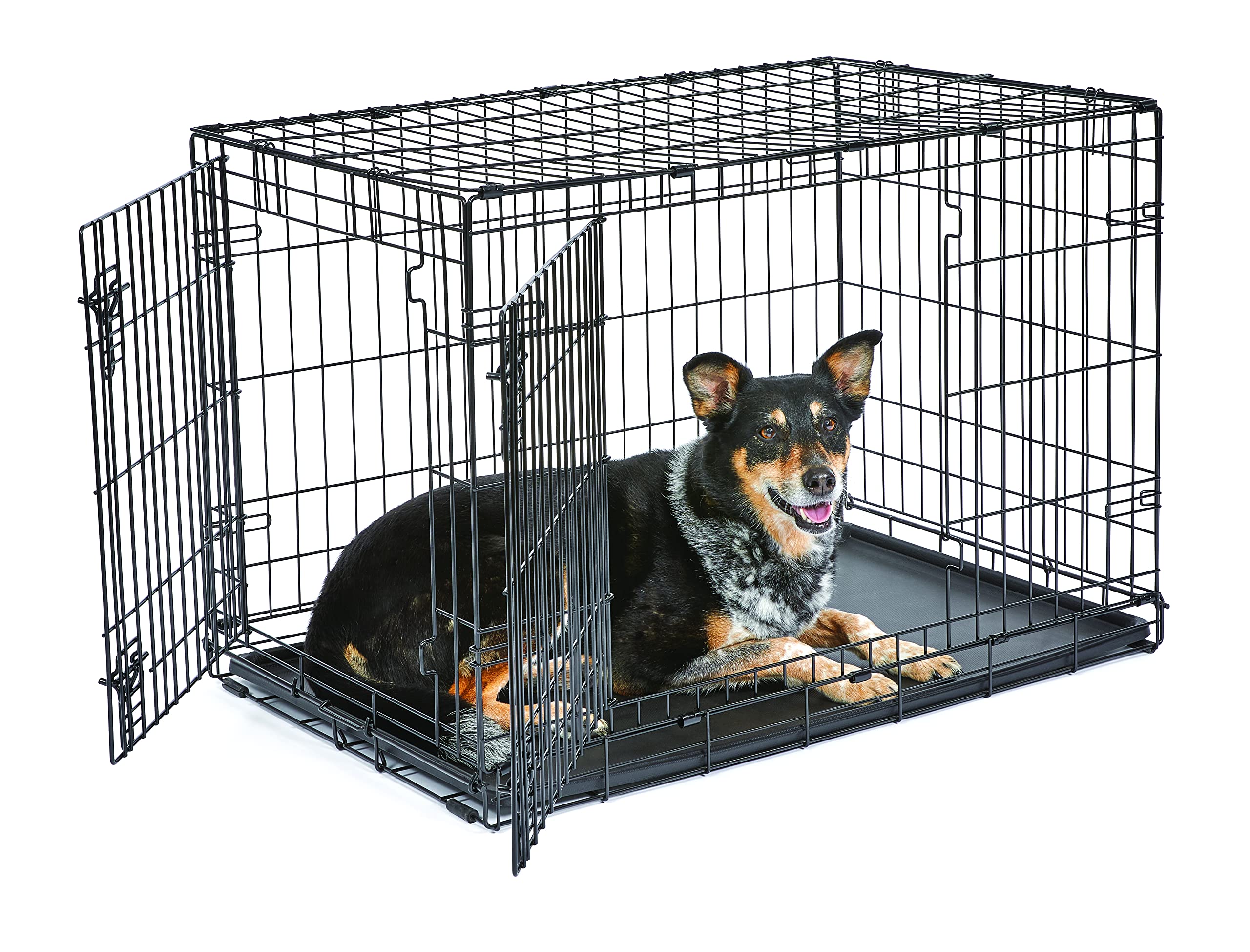 New World Newly Enhanced Double Door New World Dog Crate, Includes Leak-Proof Pan, Floor Protecting Feet, & New Patented Feature