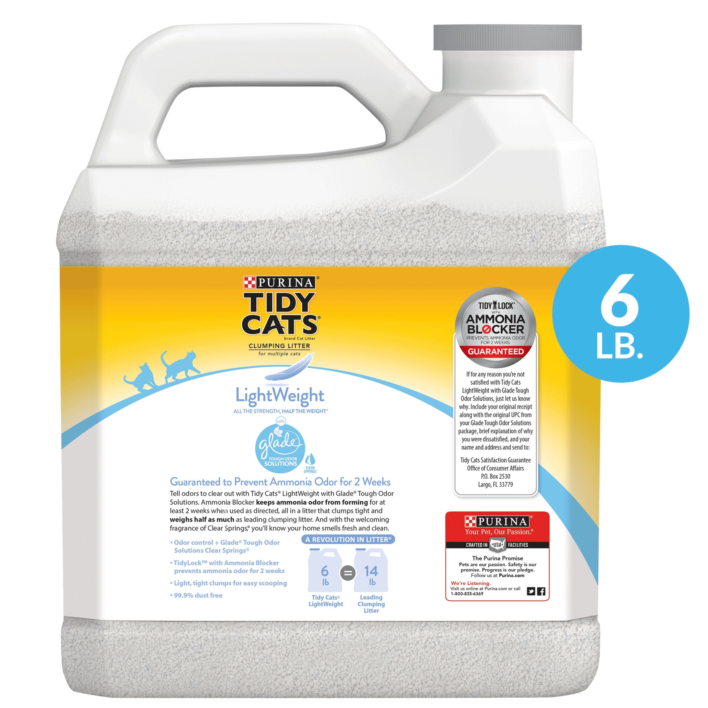 Tidy Cats Clumping Cat Litter, LightWeight Glade Clear Springs, 6 lb Jug