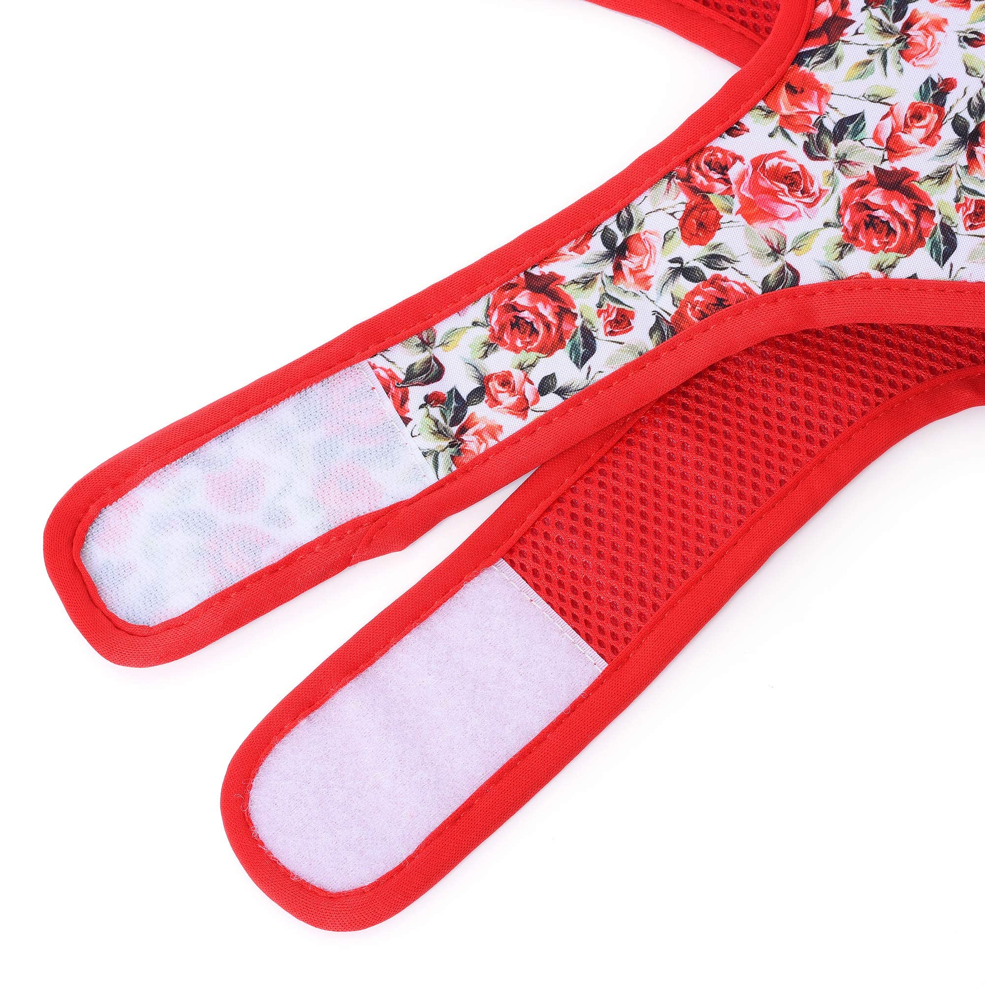 Mile High Life | Easy Get On Air Mesh Vest Harness | Spring Floral Collection | Adjustable Easy Closures Both Neck And Chest |20 Lbs Small Dogs & Cats | Red Rose | Xs Chest Size (14'-16')