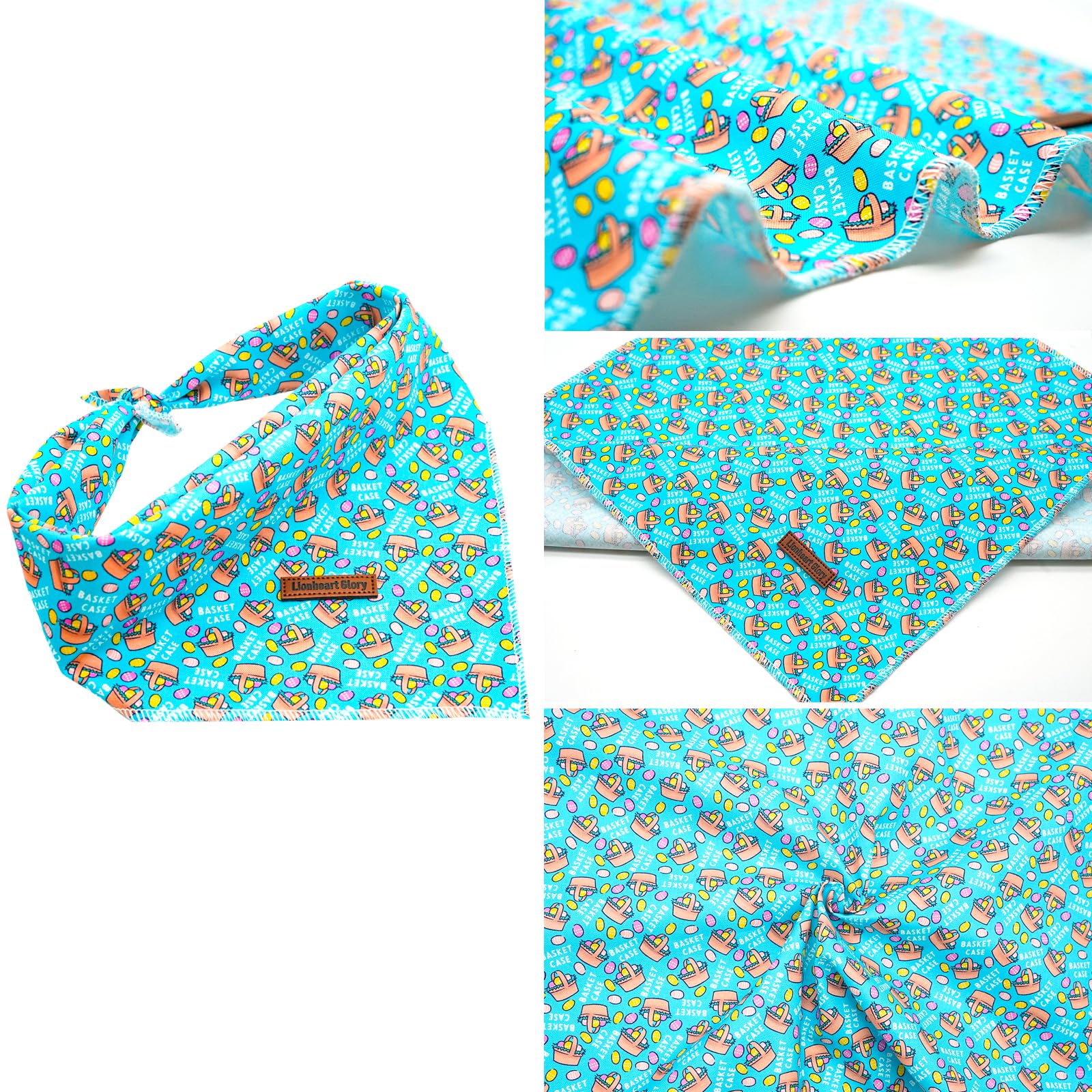 Lionheart Glory Easter Bandana - Washable Soft Dog & Cat Scarf, Square Adjustable Bandanas For Small Pets