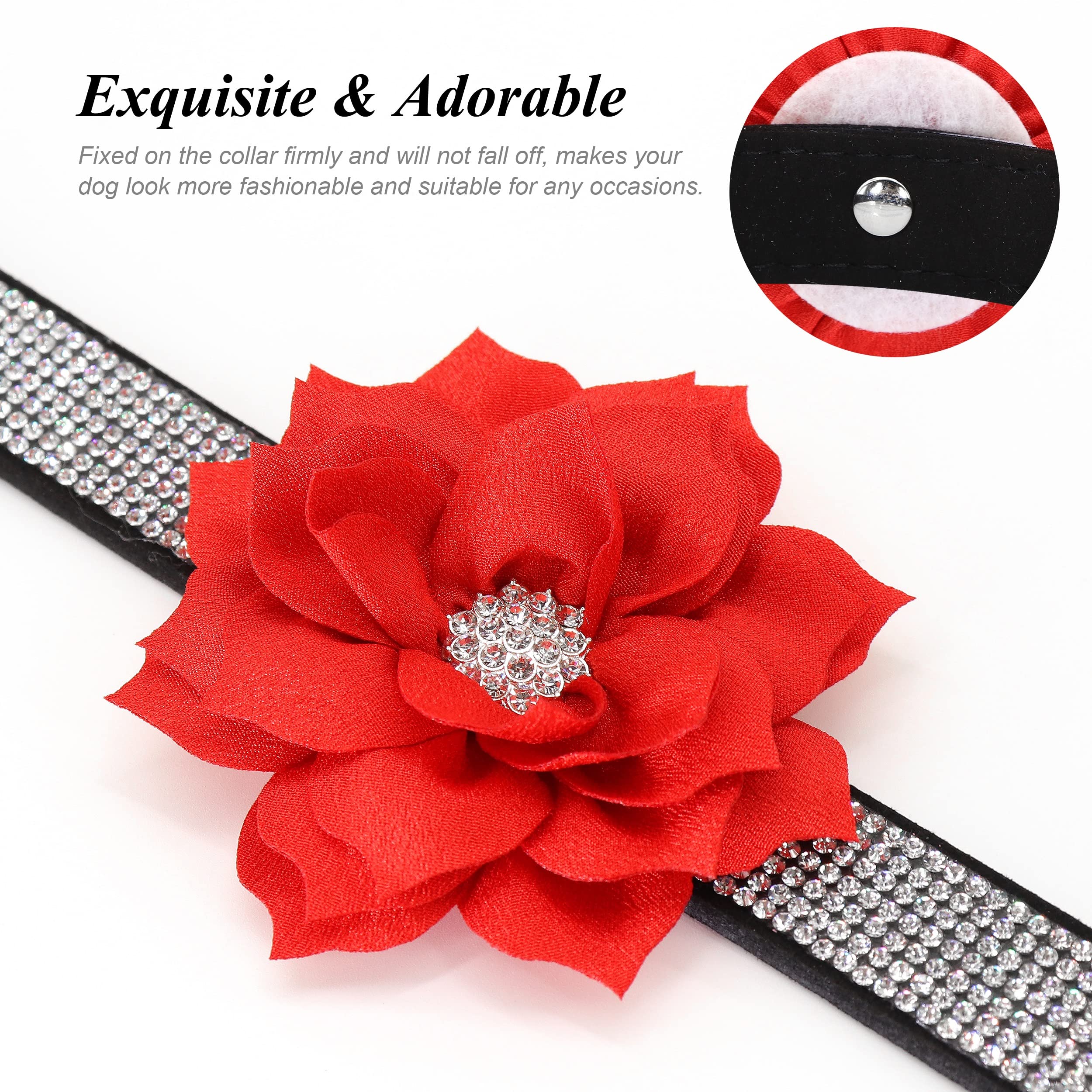 Pet Artist Cute Girl Rhinestone Suede Dog Collars For Small Dogs Cats,Soft Flower Dog Collar,Bling Dog Collars For Small Puppy Dogs Black Collar, M:Neck 12-14.5'(31-37Cm)