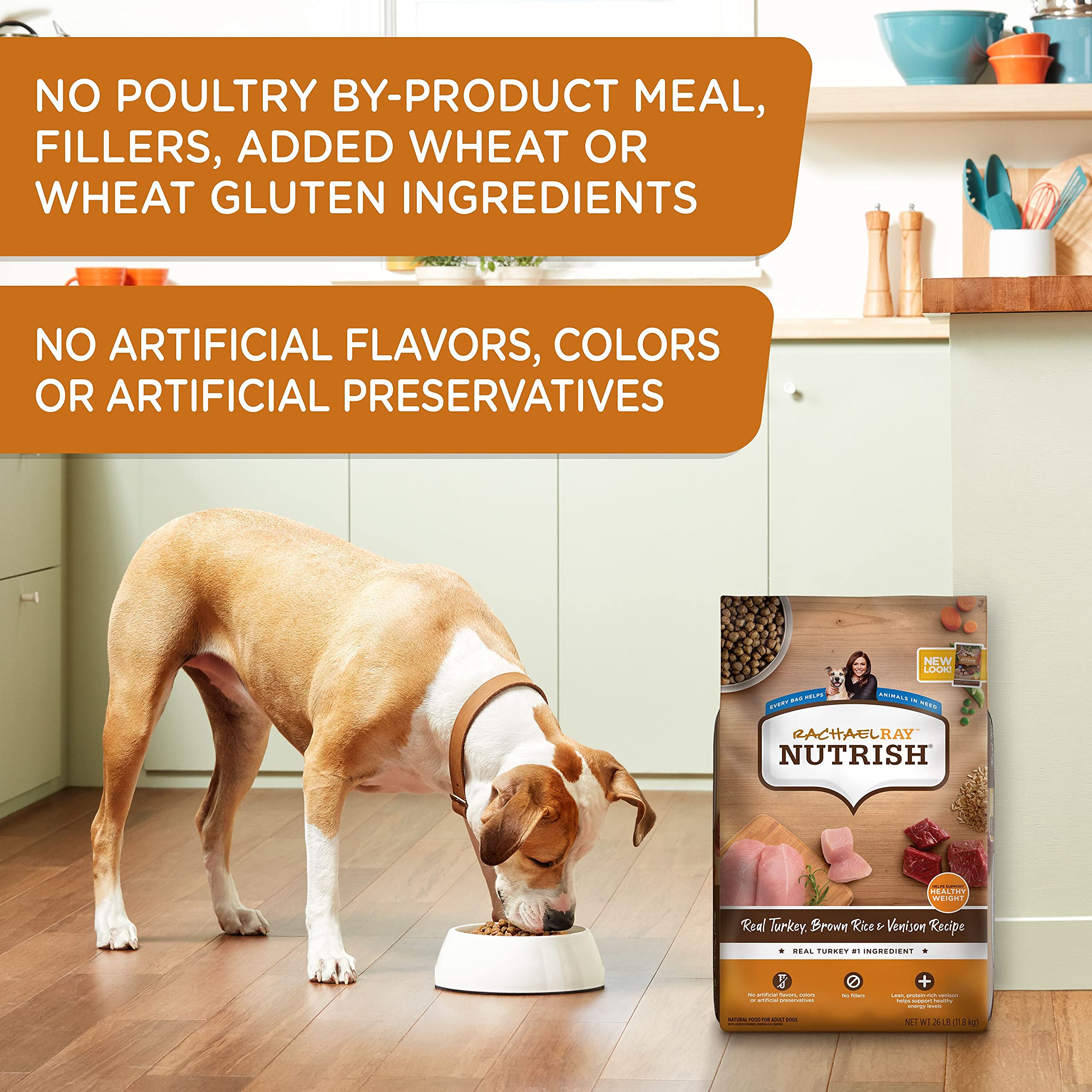 Rachael Ray Nutrish Dry Dog Food, Turkey, Brown Rice & Venison Recipe for Weight Management, 13 Pounds