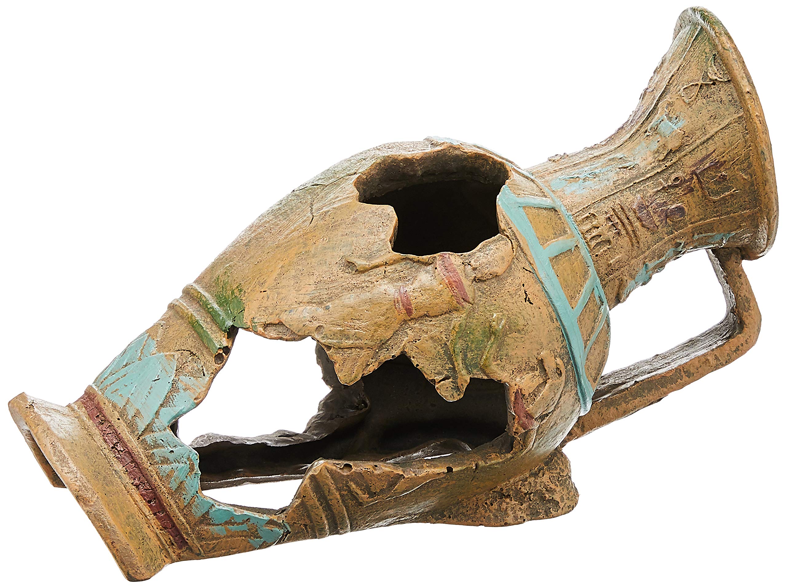 Blue Ribbon Exotic Environments Egyptian Vase Aquarium Ornament, Blue, 8 By 4 By 5