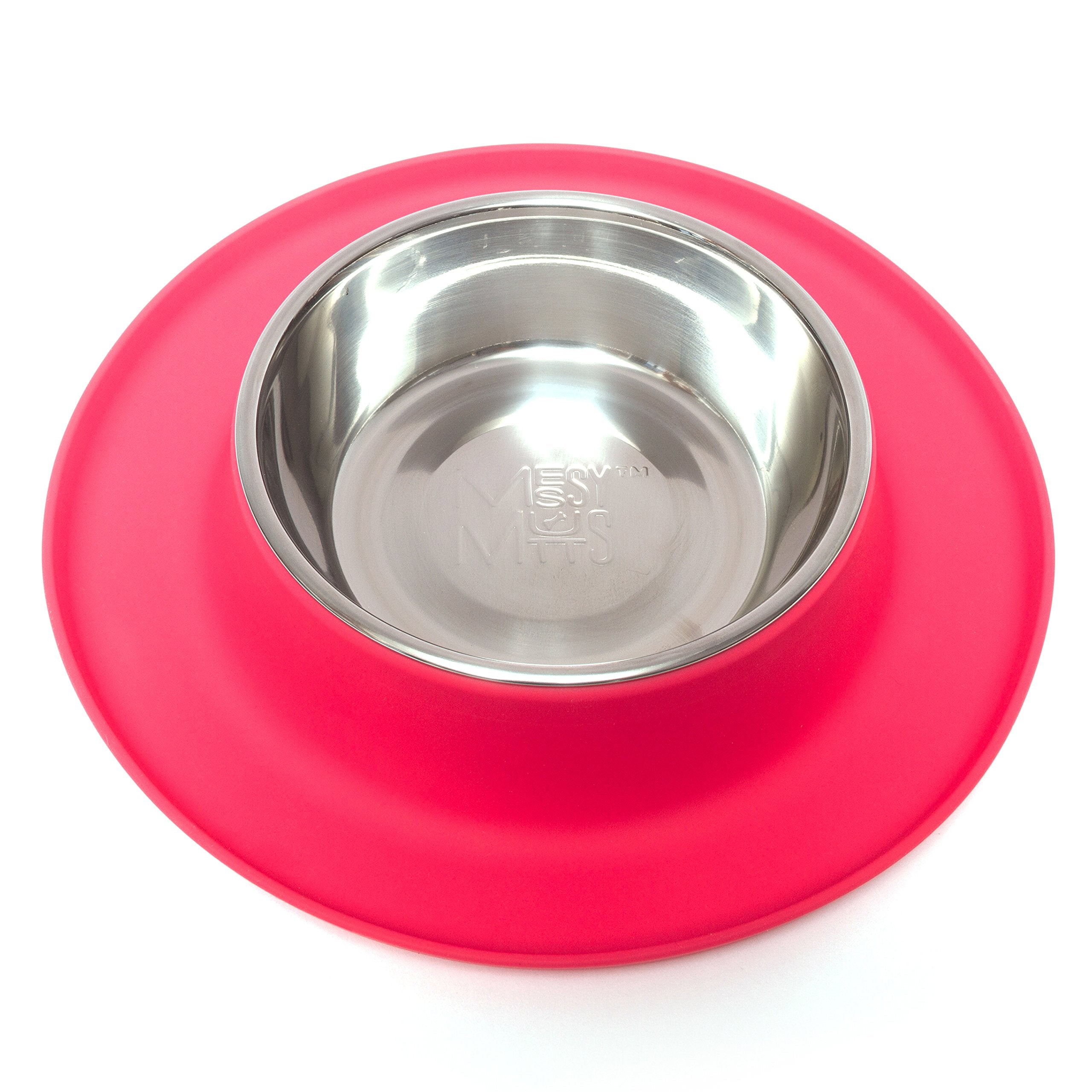 Messy Mutts Single Silicone Feeder with Stainless Bowl | Non-Skid Food Dishes for Dogs for All Pets | Dog Food Bowls | Medium, 1
