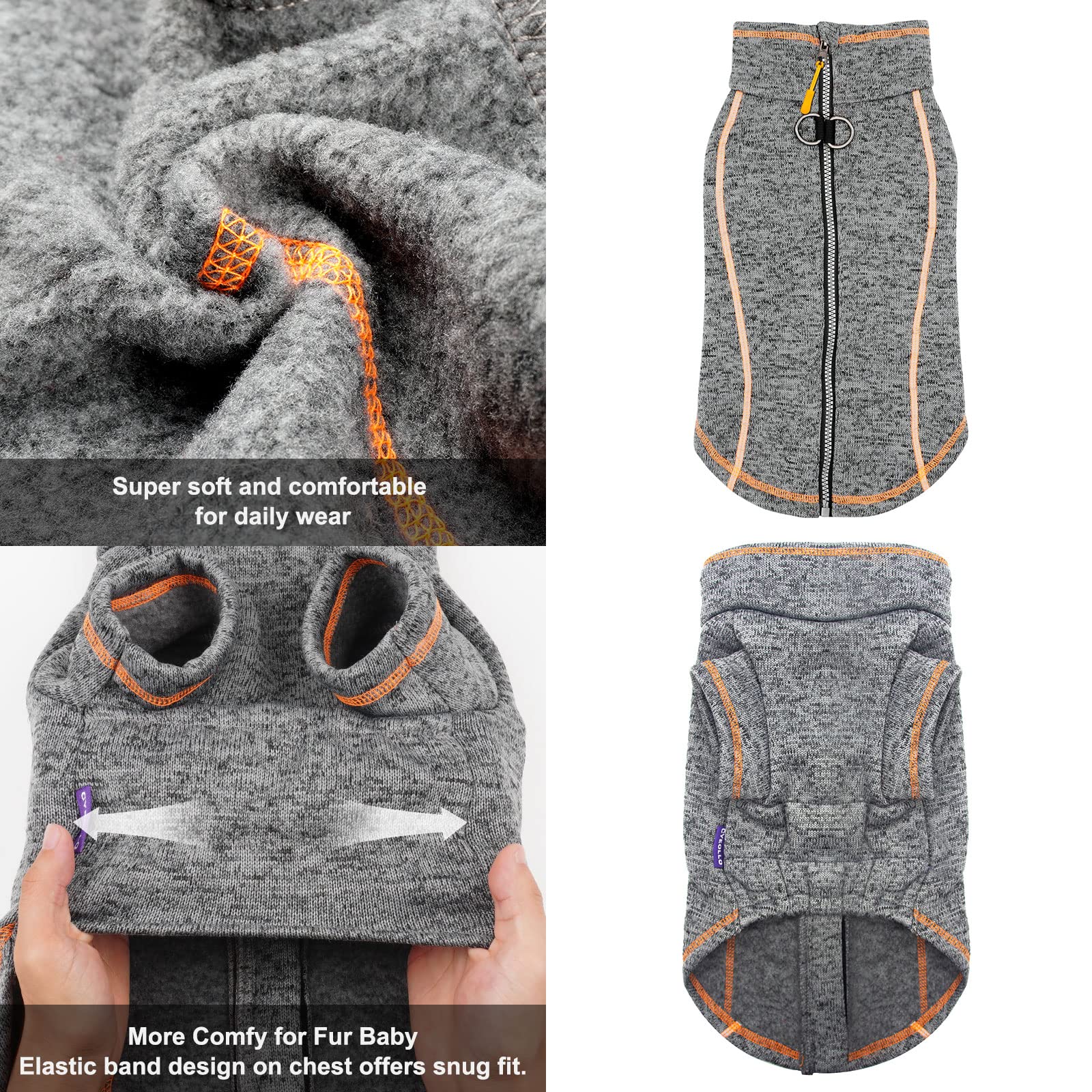 Cyeollo Dog Jacket Fleece Jackets With Reflective Strip And Dual D Ring Zipper Winter Coats For Small Dog Clothes Pet Clothes Apparel