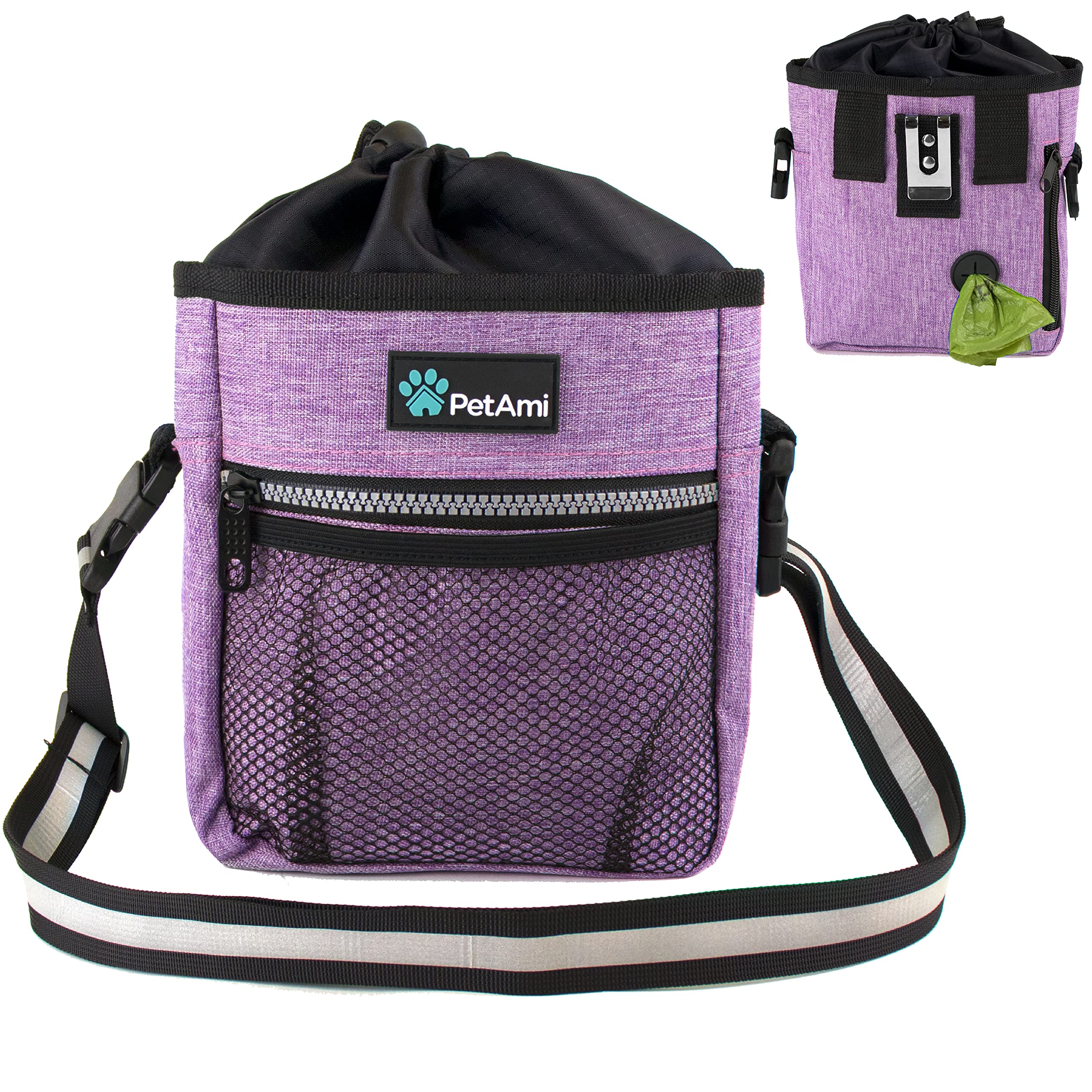 PetAmi Dog Treat Pouch, Pet Treat Pouch for Training, Dog Walking Bag Holder for Kibbles, Pet Food Toy, Dog Trainer Essentials S