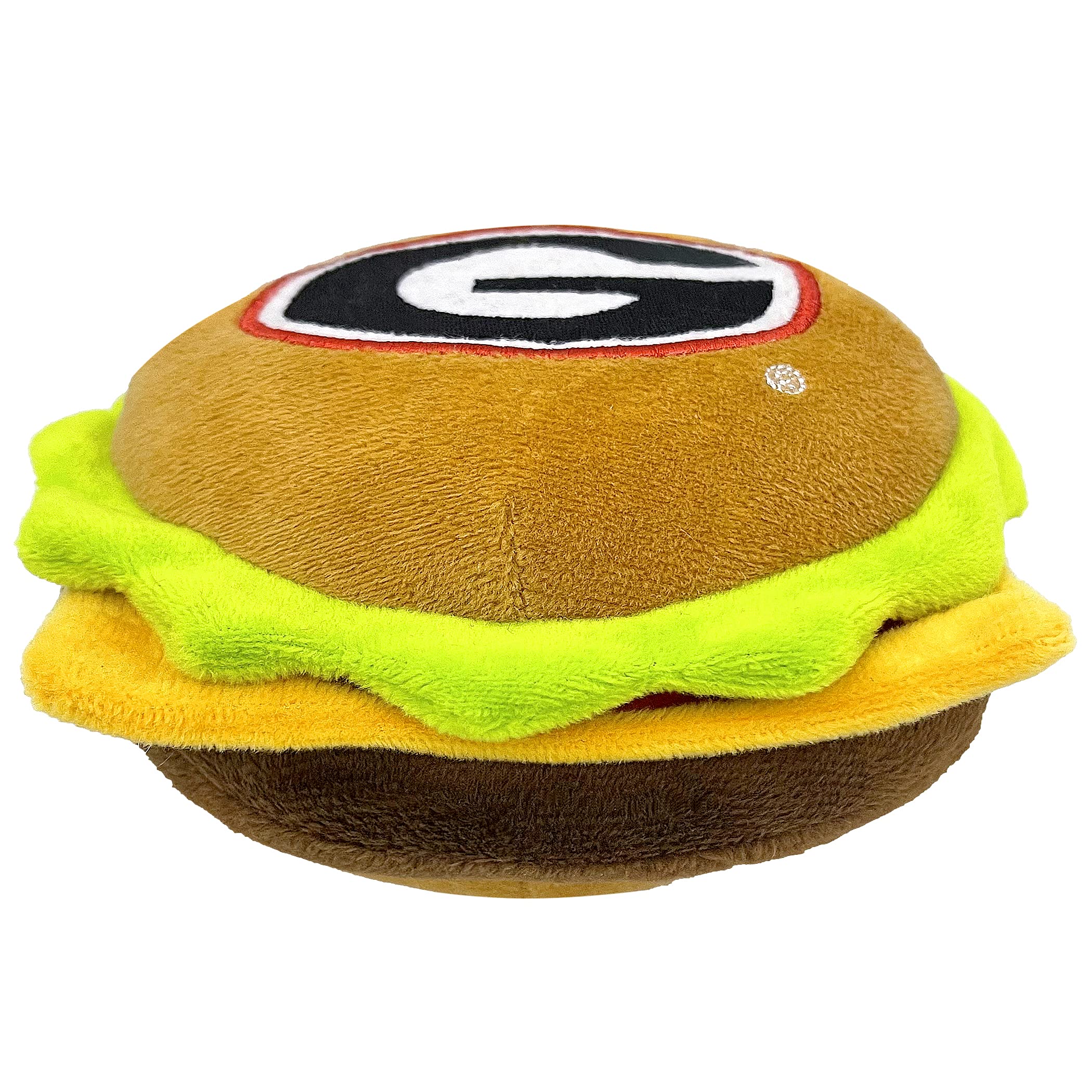 Pets First Ncaa Georgia Bulldogs Cheeseburger Plush Dog & Cat Squeak Toy- Cutest Stadium Hamburger Snack Plush Toy For Dogs & Ca