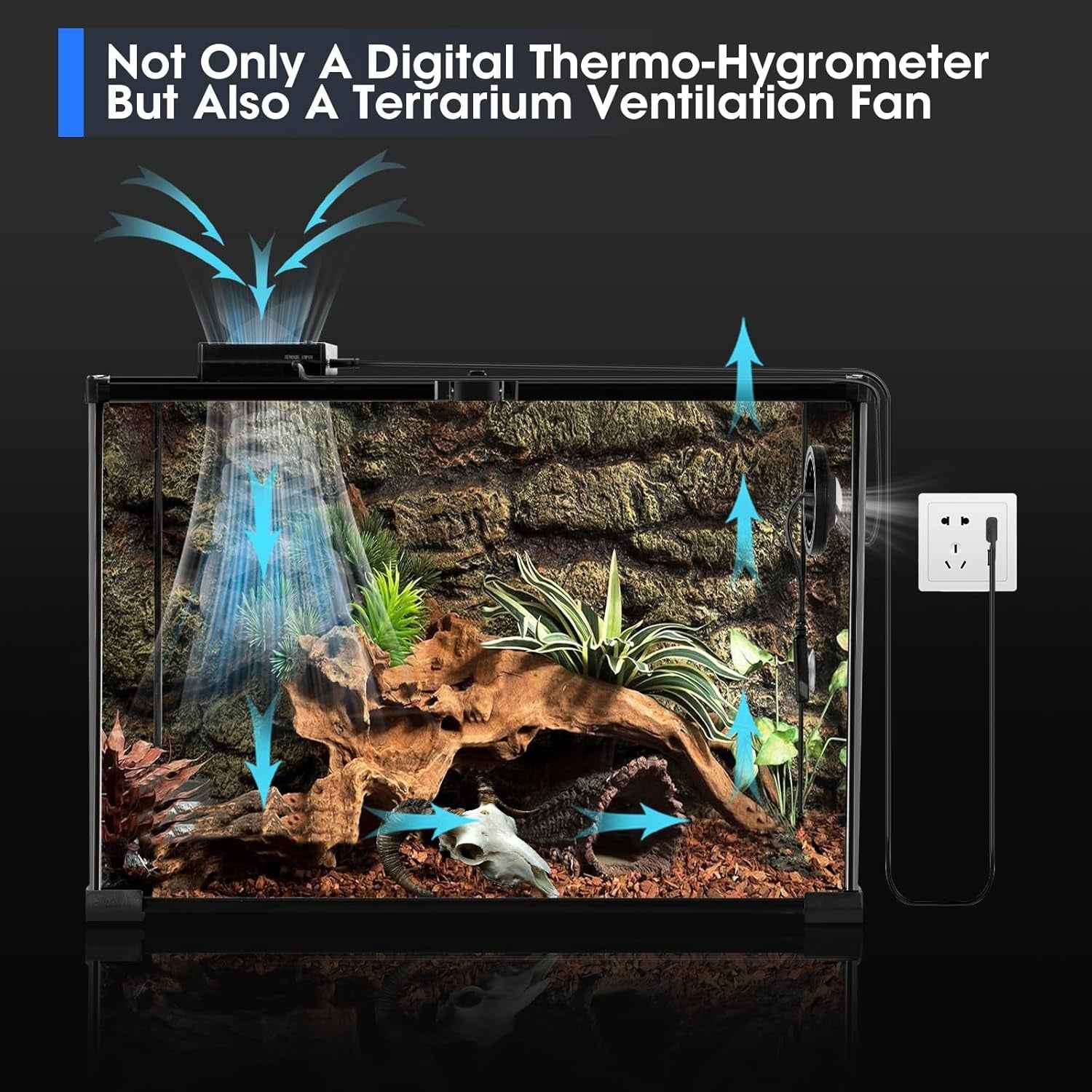 Digital Reptile Thermometer Hygrometer with Ventilation Fan