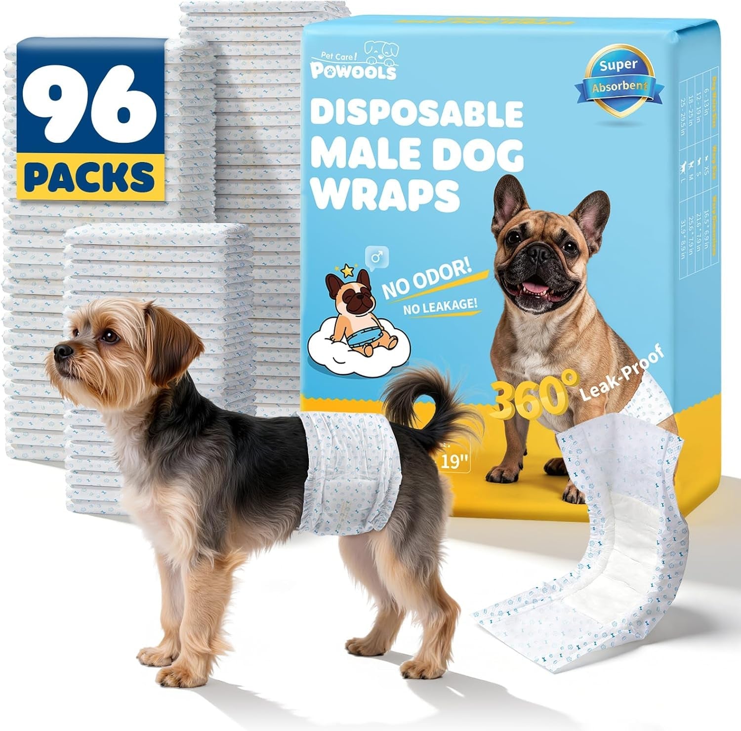 Male Dog Diapers 96 Count Small Belly Bands Leakproof Absorbent Wraps