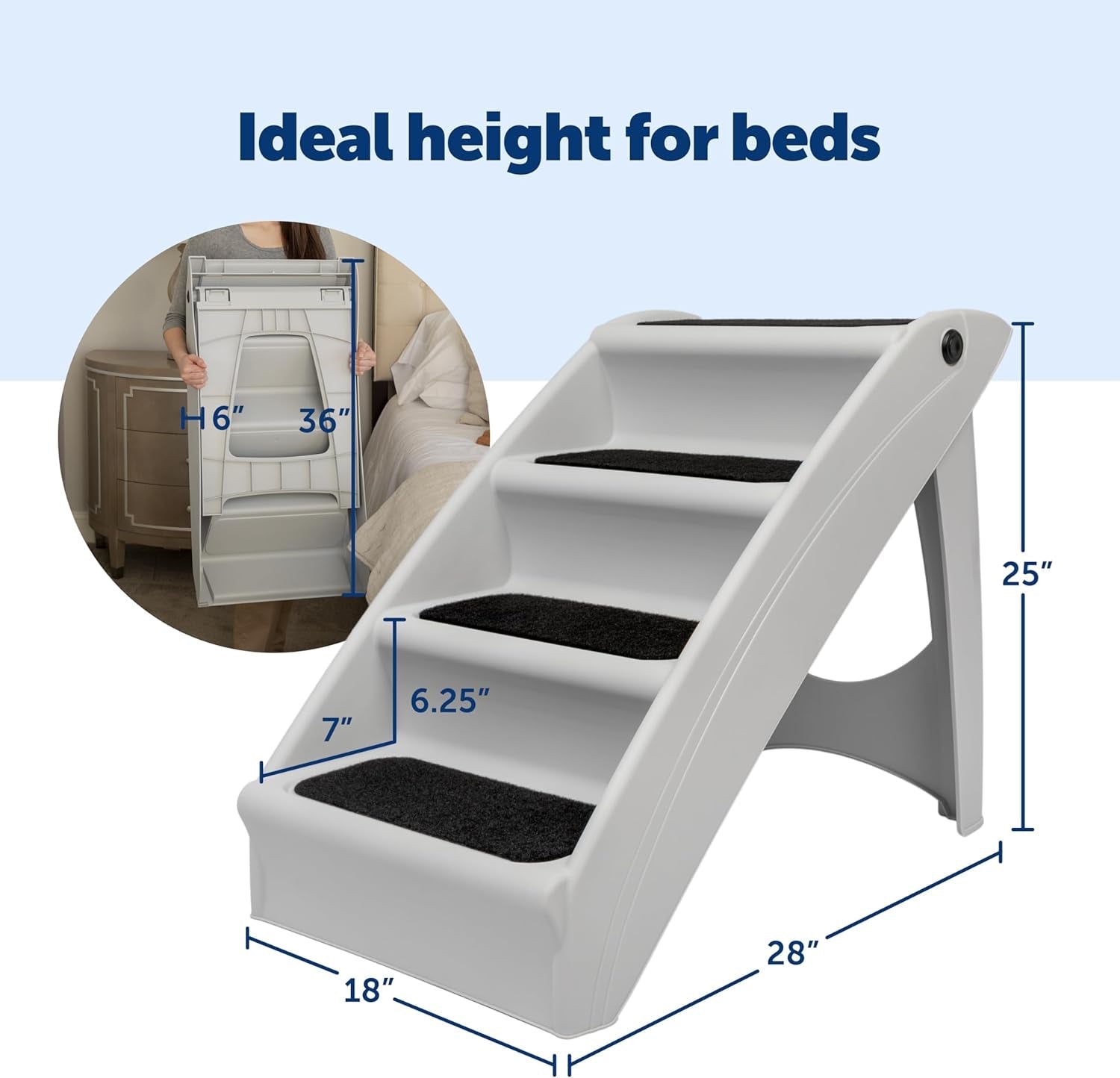 Dog Stairs for Bed Foldable Pet Steps Non Slip Portable 20 25 Inch