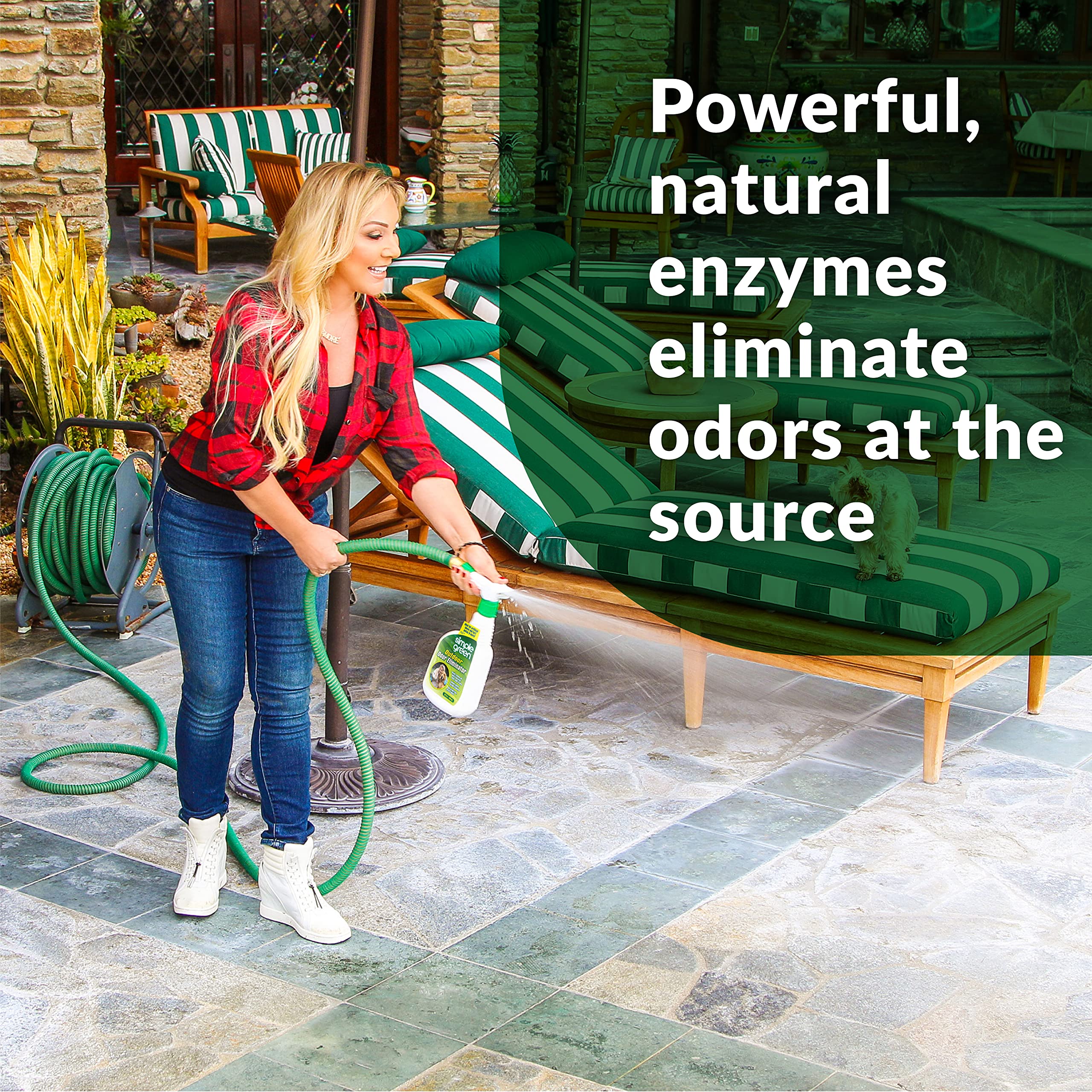 Simple Green Outdoor Odor Eliminator For Pets, Dogs, Ideal For Artificial Grass & Patio (32 Oz Hose End Sprayer & 1 Gallon Refill)