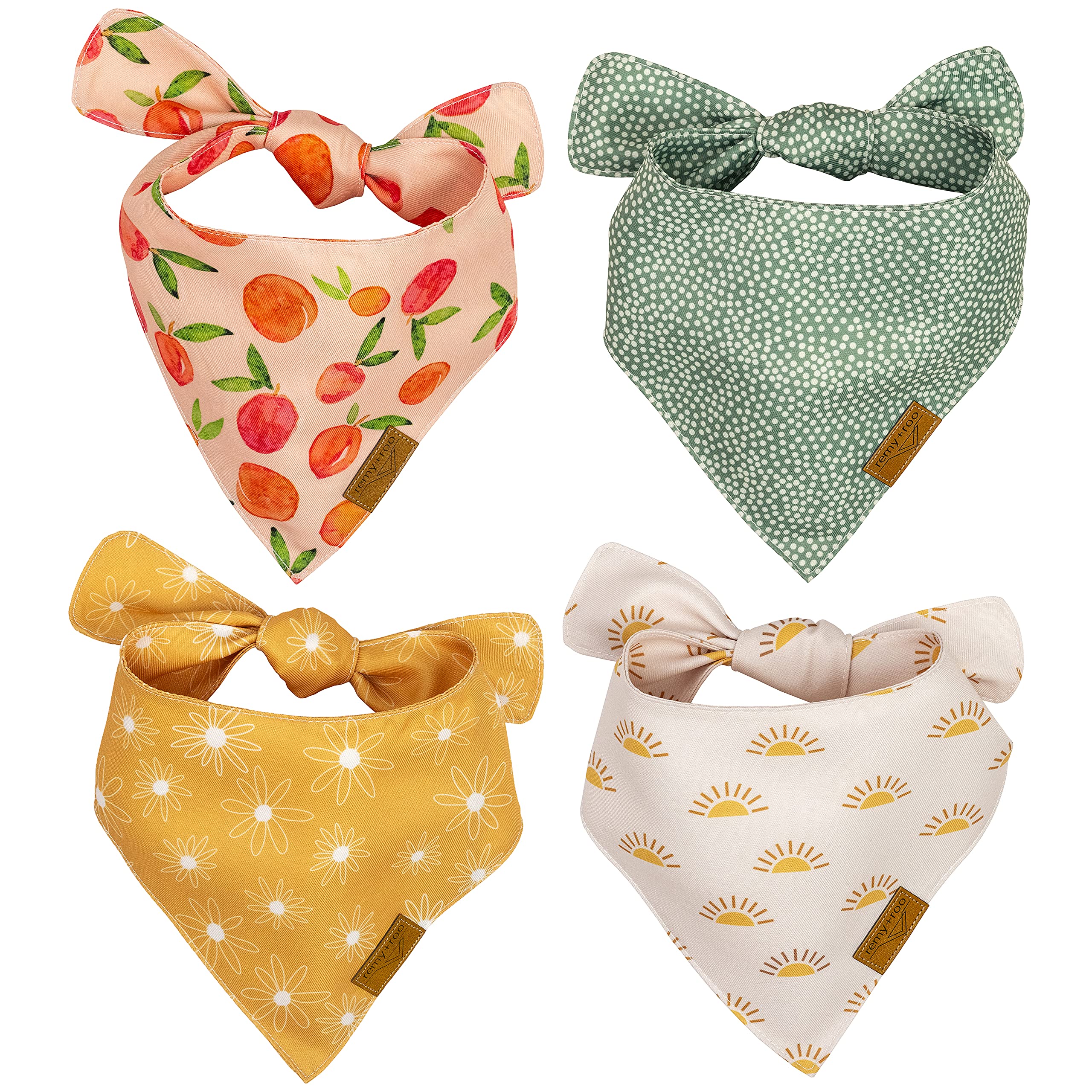 Remy+Roo Dog Bandanas - 4 Pack | Kathrine Set | Premium Durable Polyester Fabric | Custom Unique Shape | Adjustable Fit | Girl, Cooling, Puppy, Birthday | Small, Large, Xl Sizes Offered (Large)