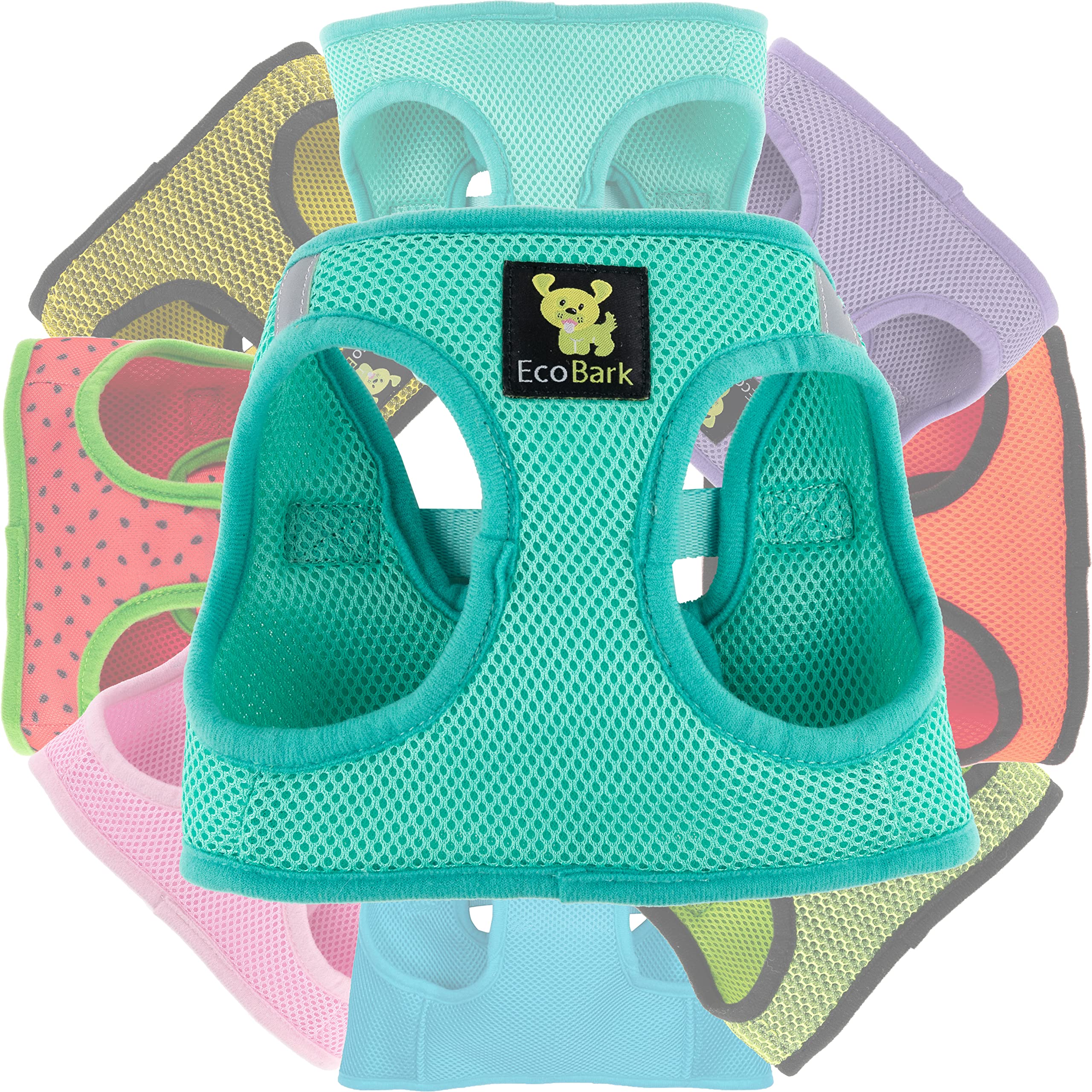 Ecobark Step In Dog Harness - Eco-Friendly Dog Harnesses For Small And Medium Breed Dogs - Reflective And Adjustable Body Halter Vest - Soft Mesh Toy Breed Harness (Mint, Large)