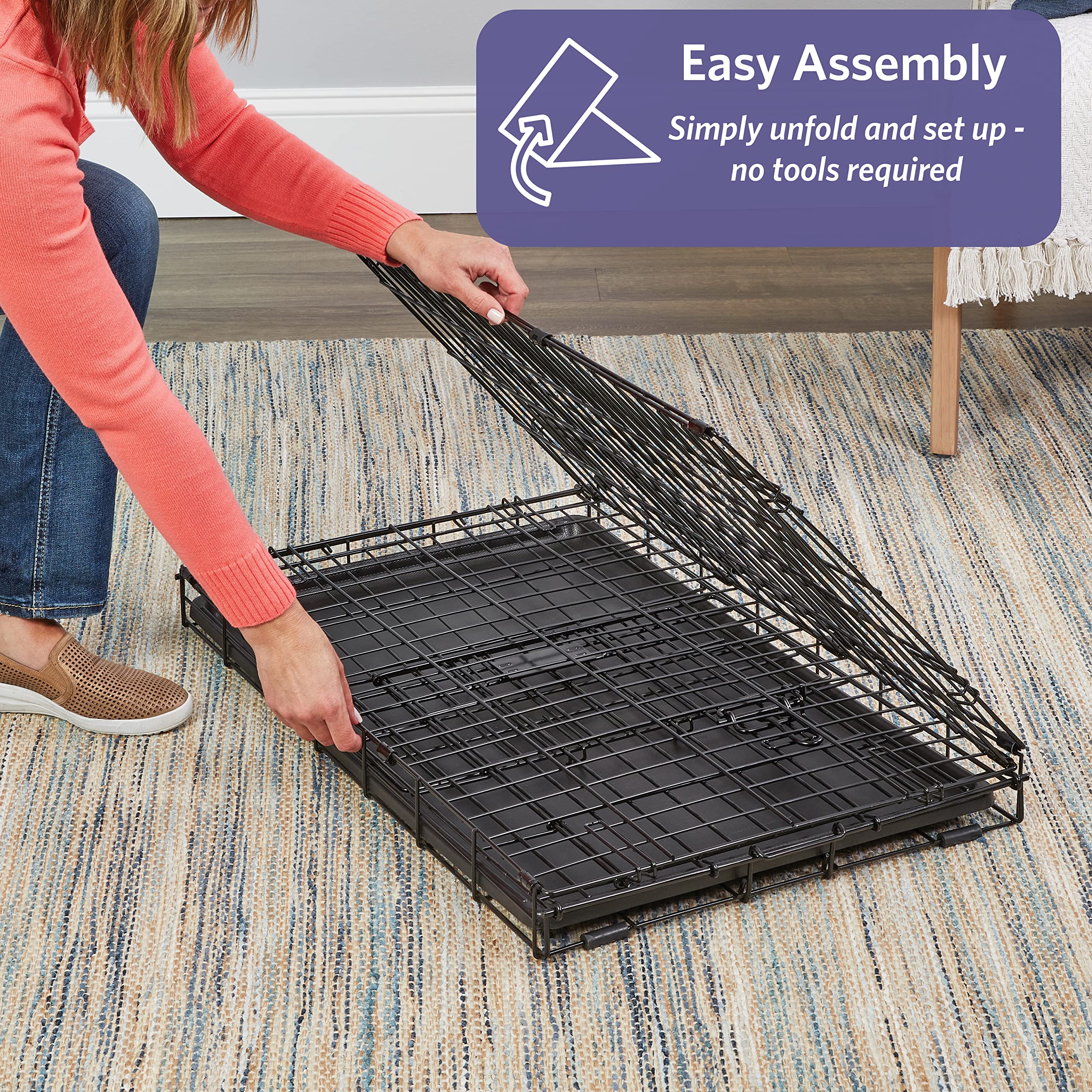 Midwest Homes For Pets Newly Enhanced Single Door Icrate Dog Crate, Includes Leak-Proof Pan, Floor Protecting Feet, Divider Pane