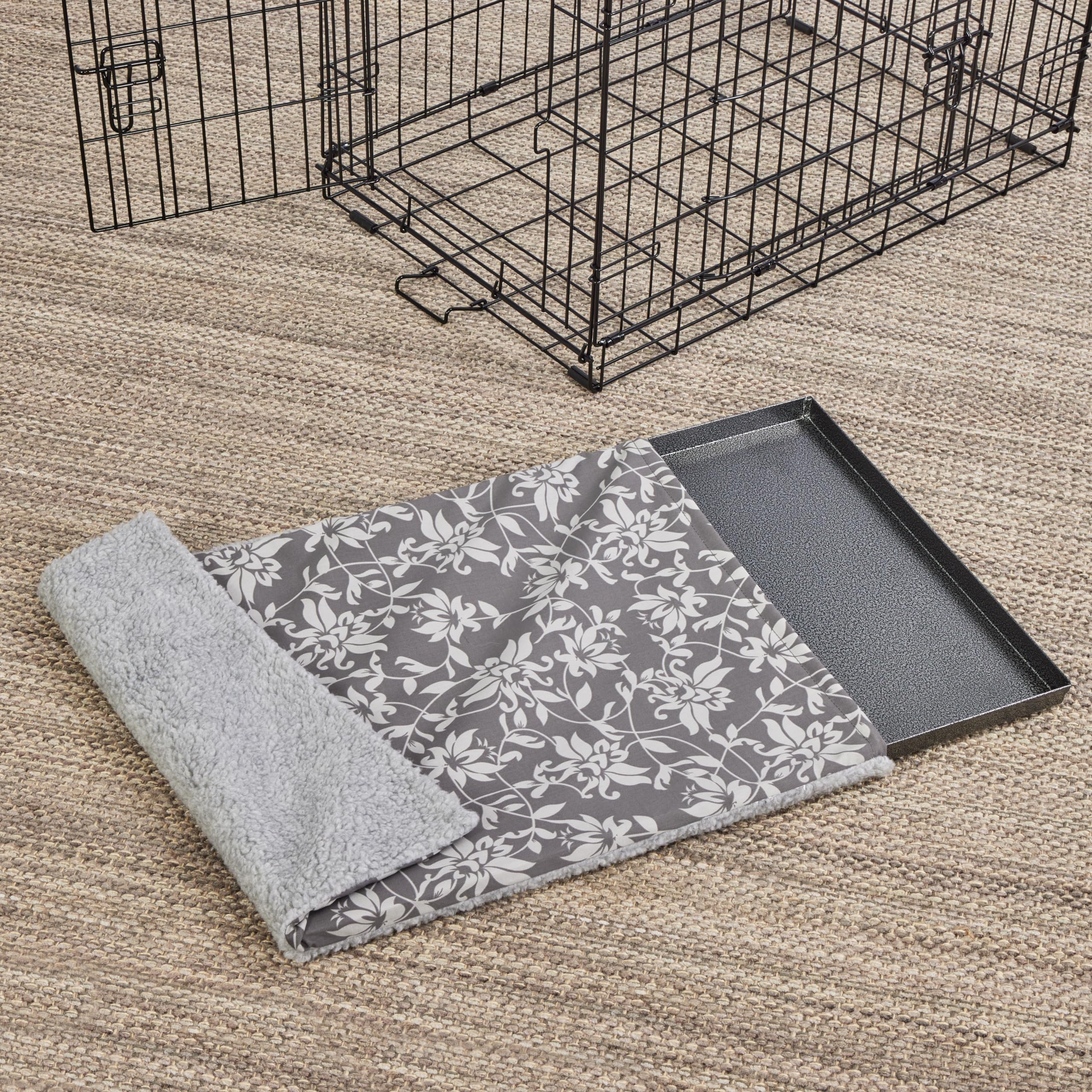 Midwest Homes For Pets Quiet Time Reversible Crate Pan Cover 36' Gray Floral/Fleece