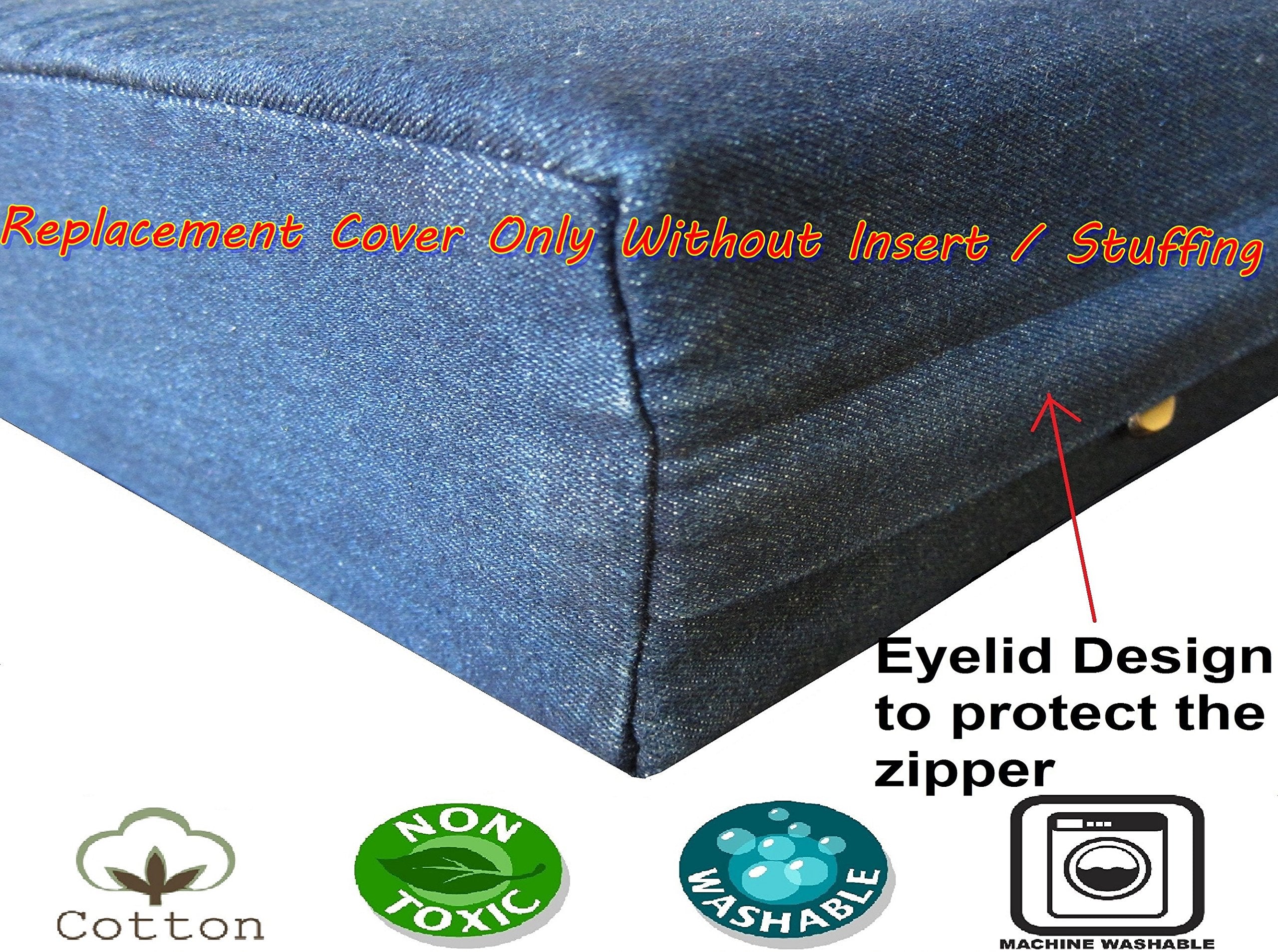 Dogbed4less Extra Large Denim Dog Bed Cover - 47"x29"x4" Navy Blue Replacement Duvet Cover