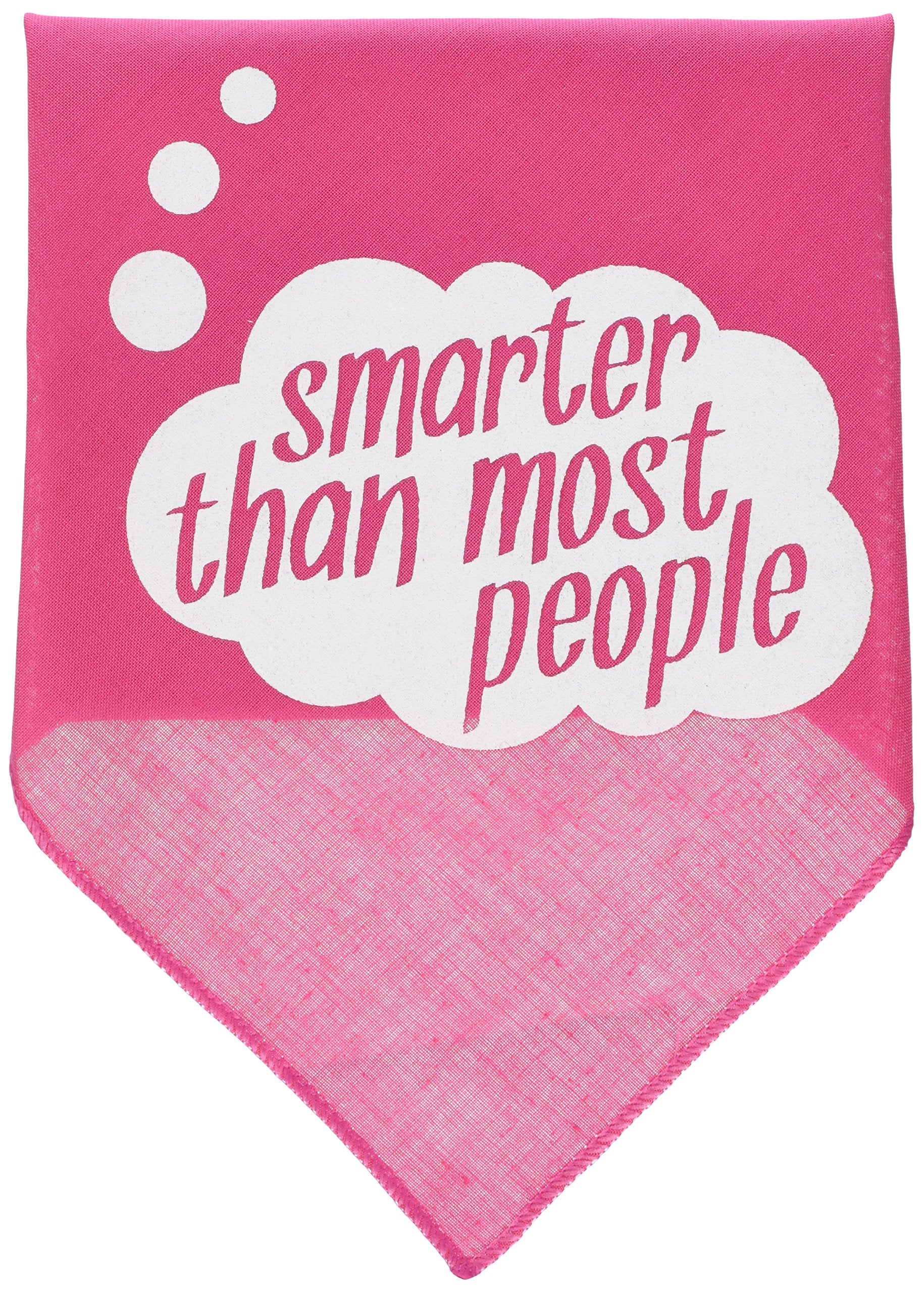 Pet and Dog Bandana Screen Printed, "Smarter Than Most People" Bright Pink Large