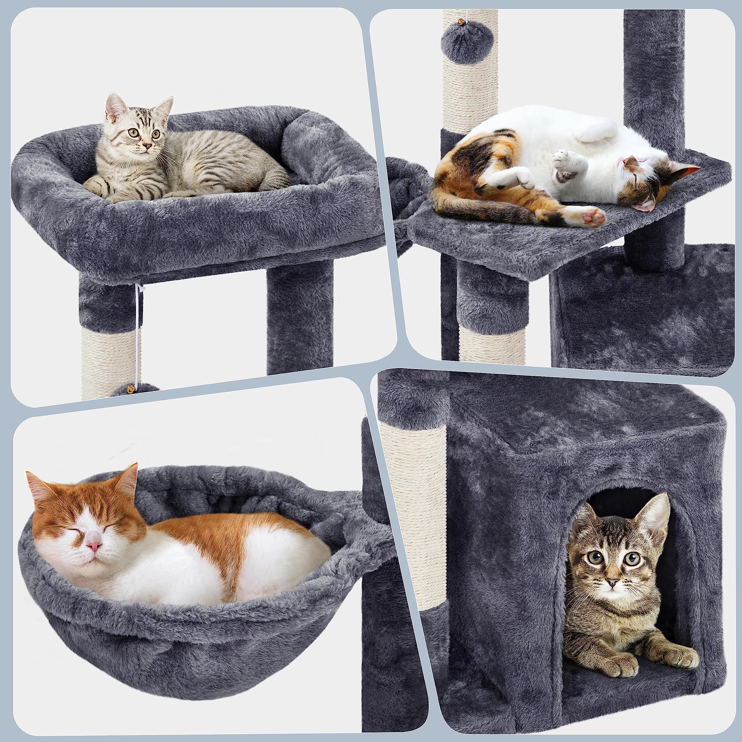 Topeakmart Cat Tree 33In Cat Tower, Multi-Level Cat Condo With Extra Scratch Boards And Sisal Posts As Kitty Activity Center