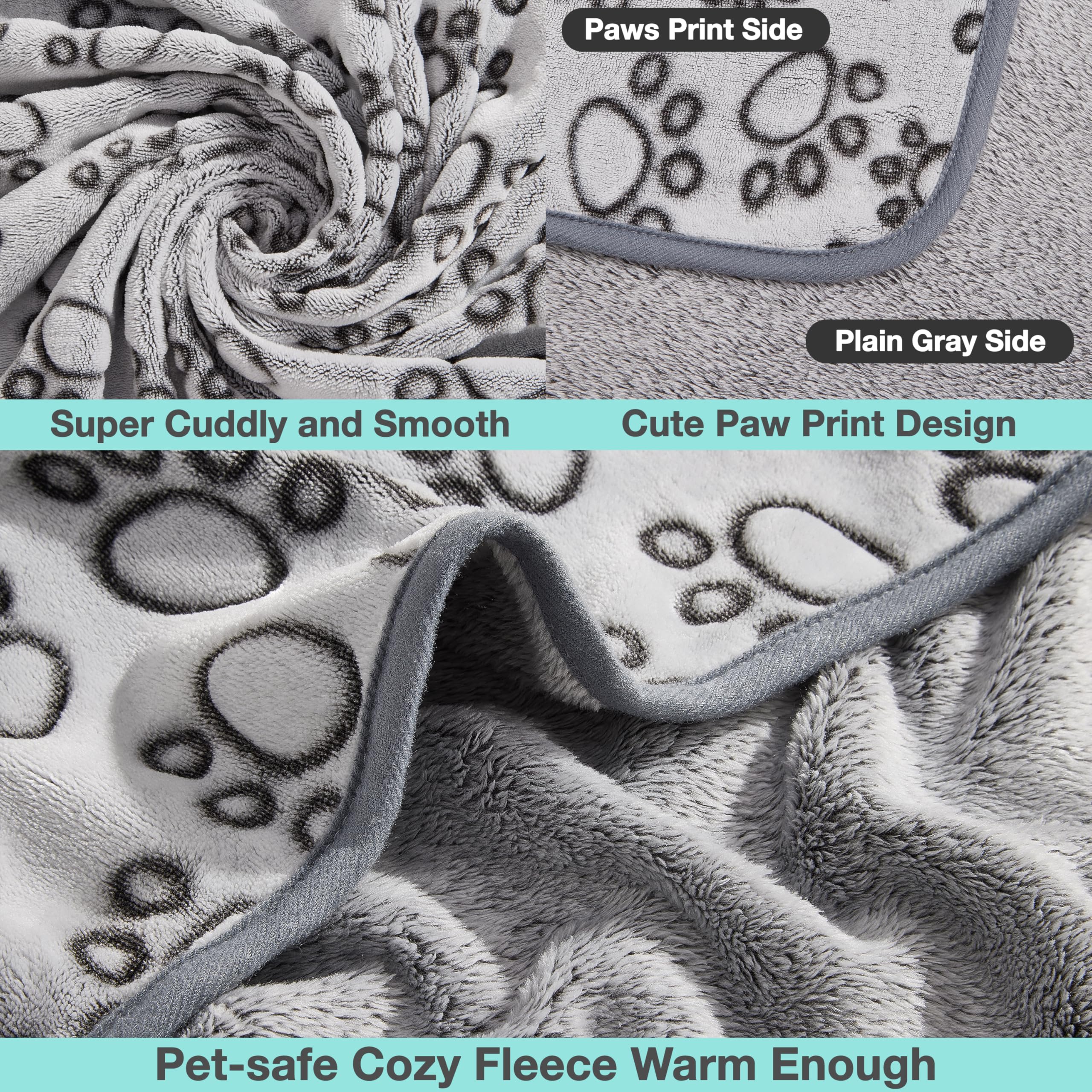 Stuffed® Dog Blanket - Washable Grey Polyester, 40"x32" Soft Calming Throw for Medium Small Dogs & Cats
