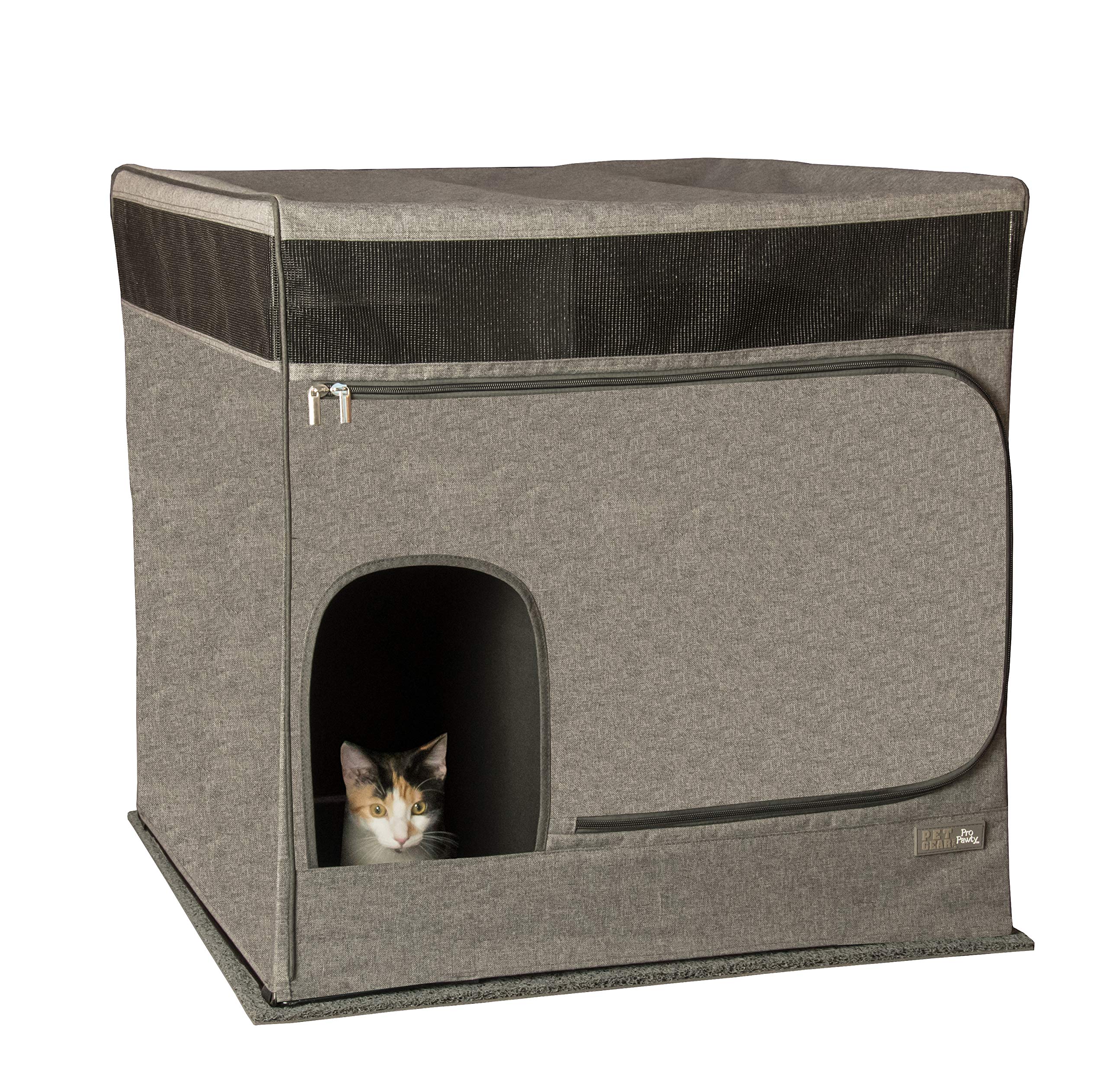 Pet Gear Pro Pawty For Cats With Littertrax Mat, Put An End To Scattered Litter, Foldable, Easy Clean, Litterbox Not Included, G