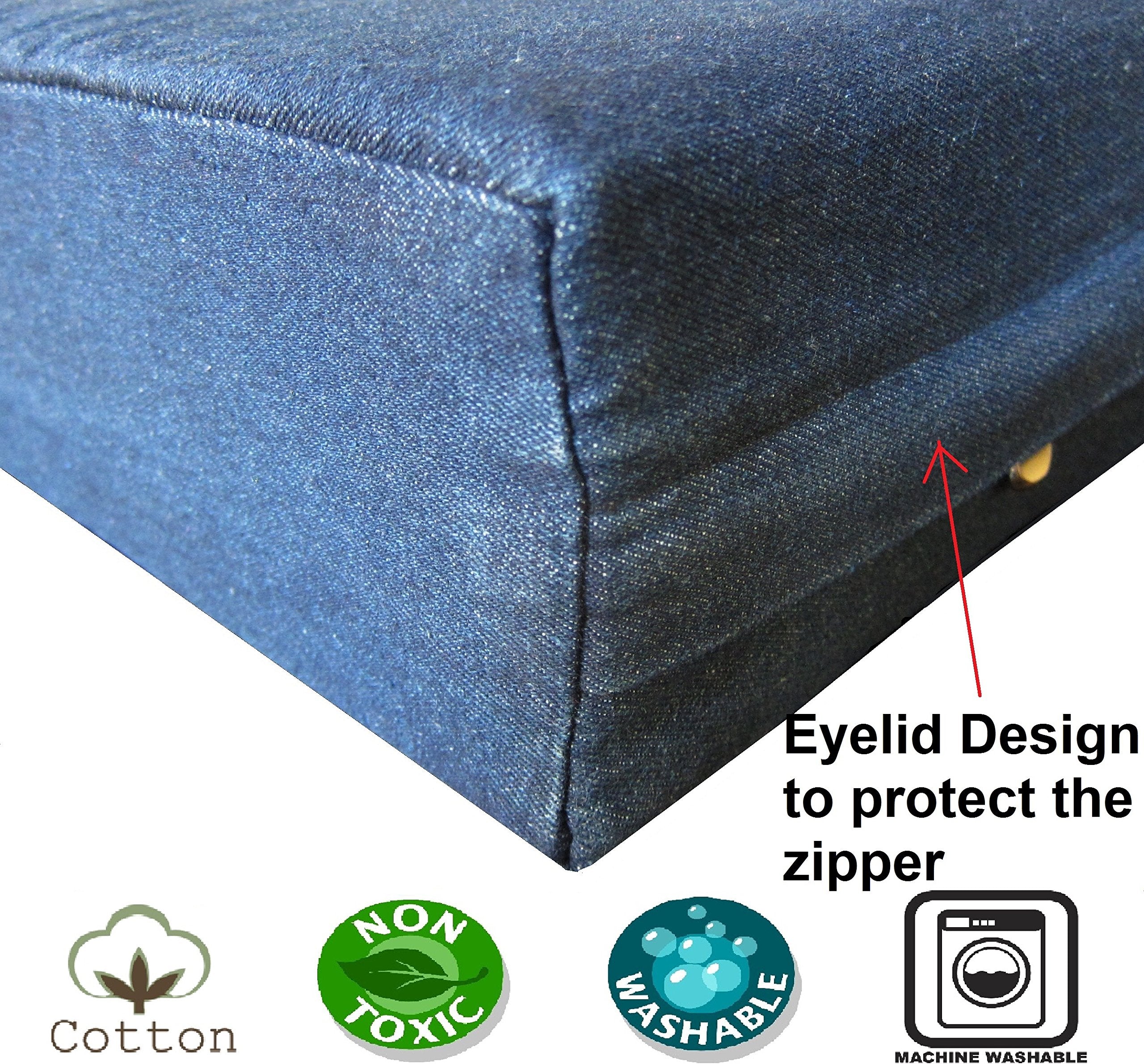 Dogbed4Less Orthopedic Gel Cooling Memory Foam Dog Bed With Waterproof Liner And External Durable Denim Cover For Small To Medium Pet 35X20X4 Inches