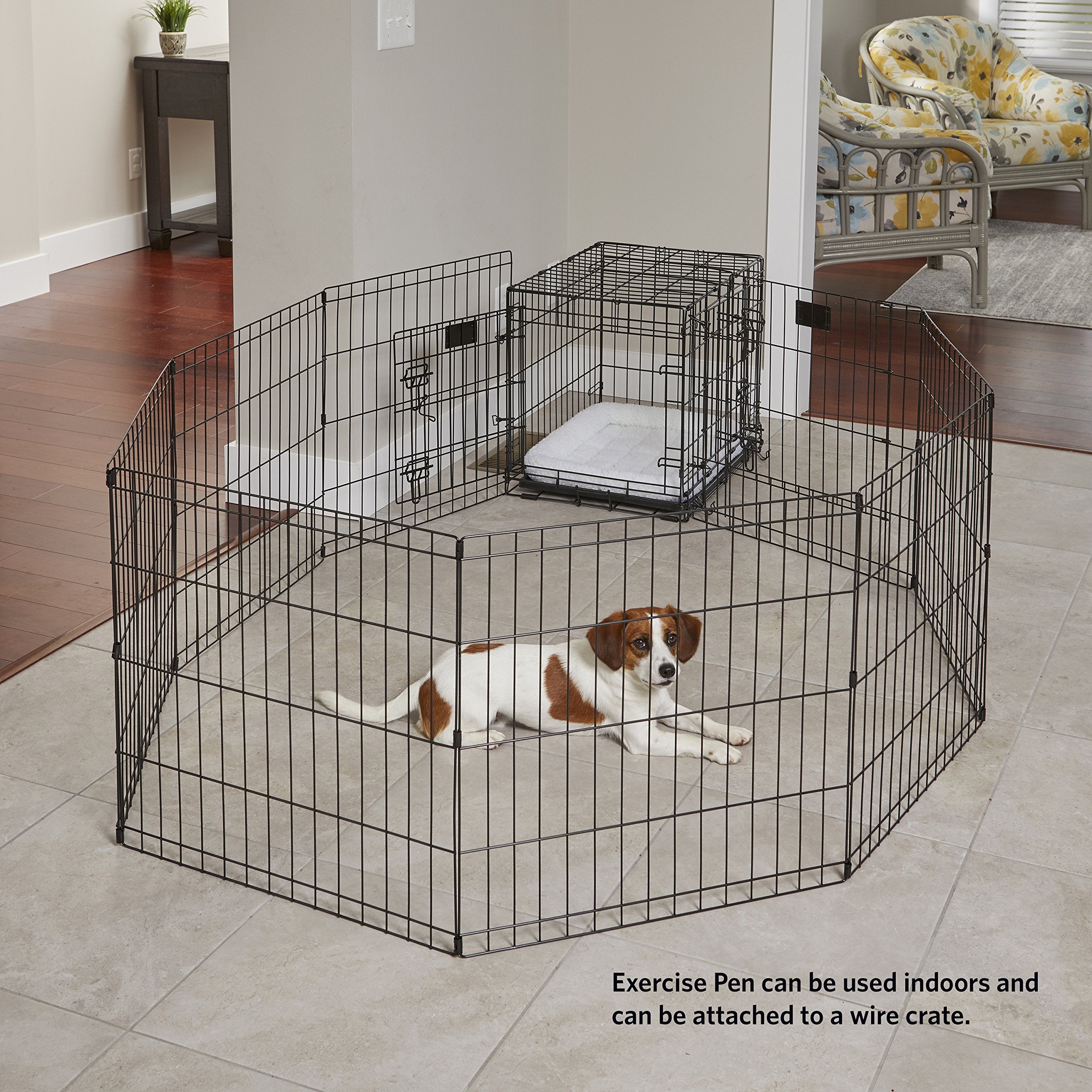 Midwest Homes For Pets Dog Exercise Pen & Playpen, 24'W X 36'H, No Door, Black
