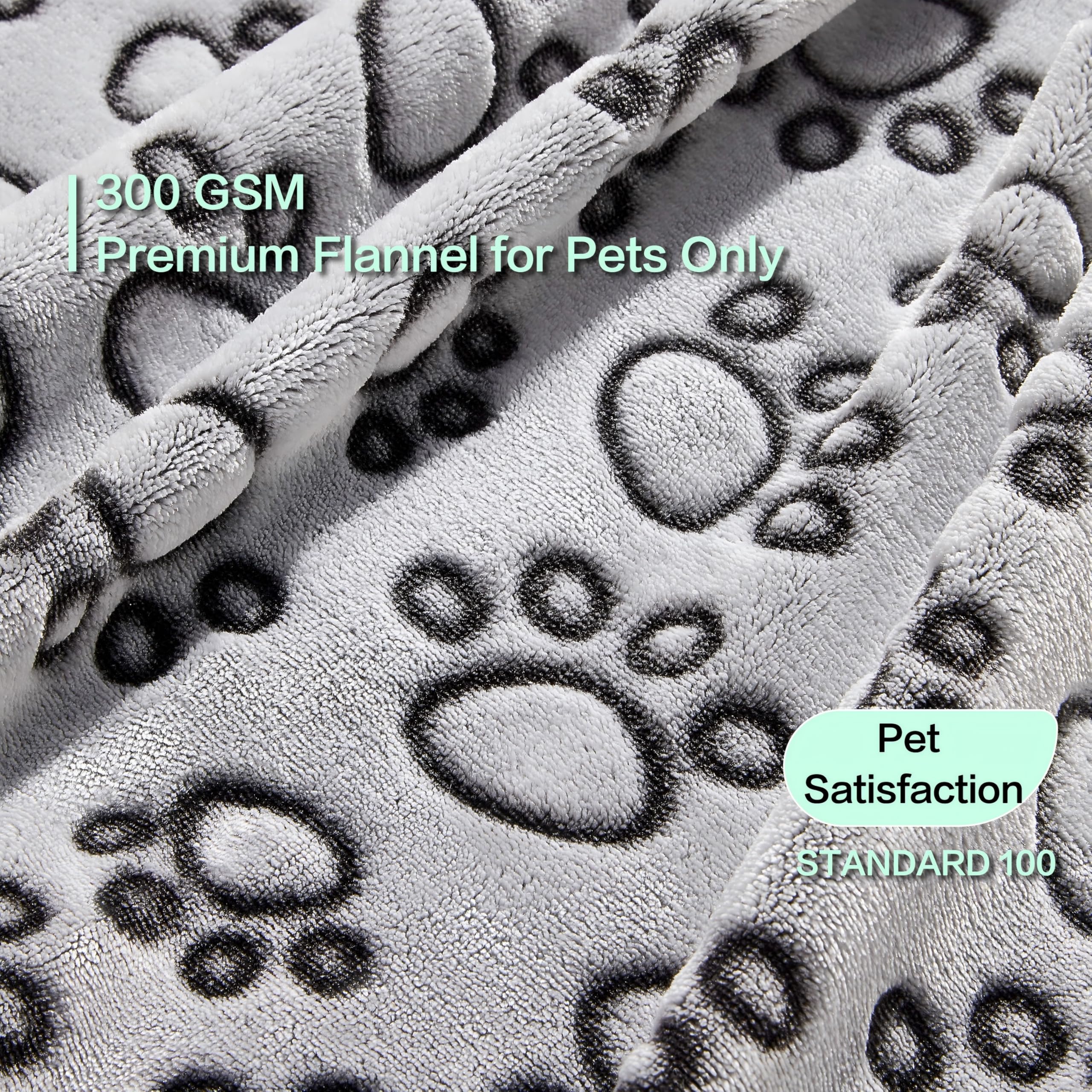 Stuffed® Dog Blanket - Washable Grey Polyester, 40"x32" Soft Calming Throw for Medium Small Dogs & Cats
